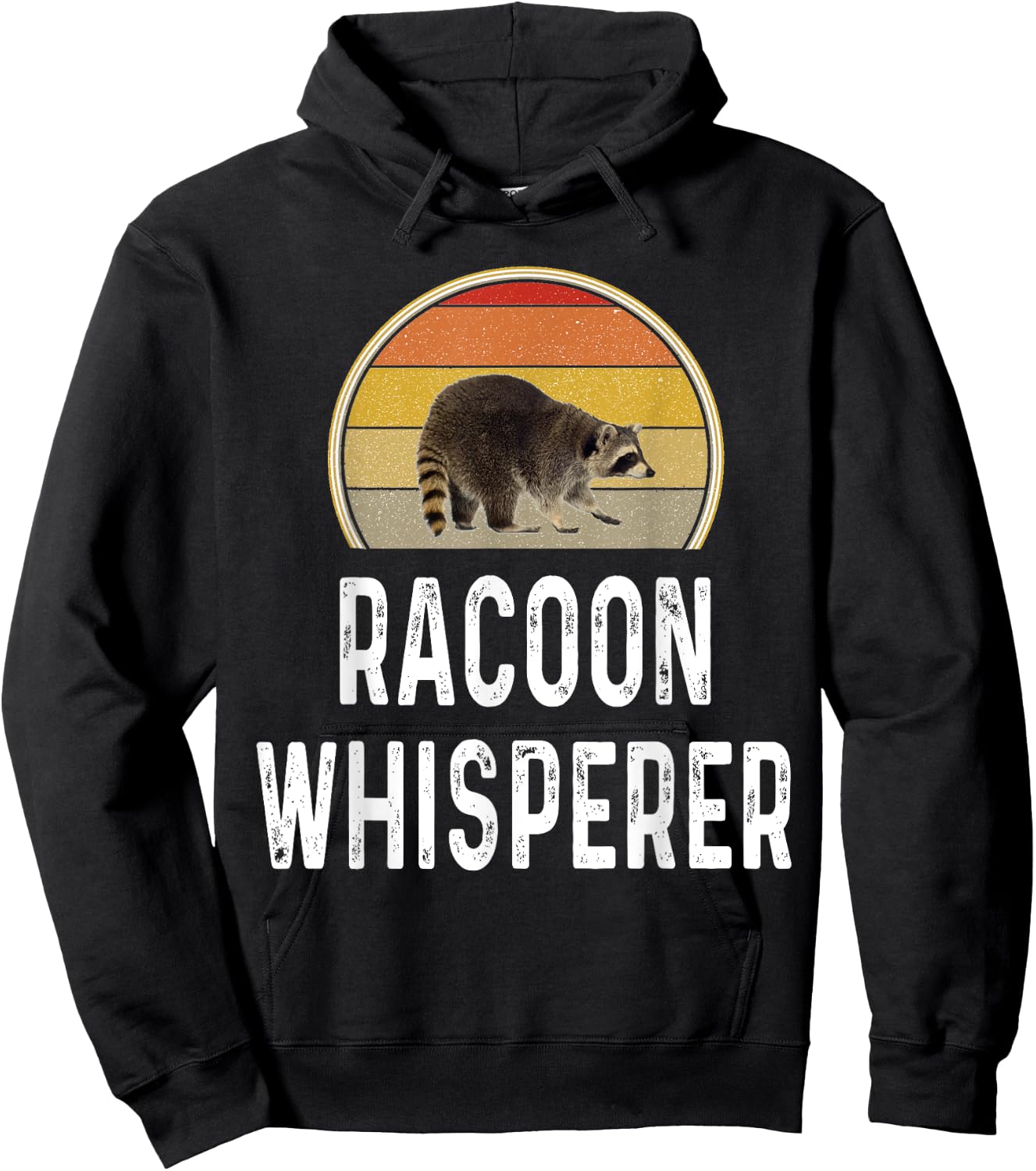 Racoon Hunter Gifts Funny Raccoon Whisperer Hunting Retro Hoodie - Hoodie | Black