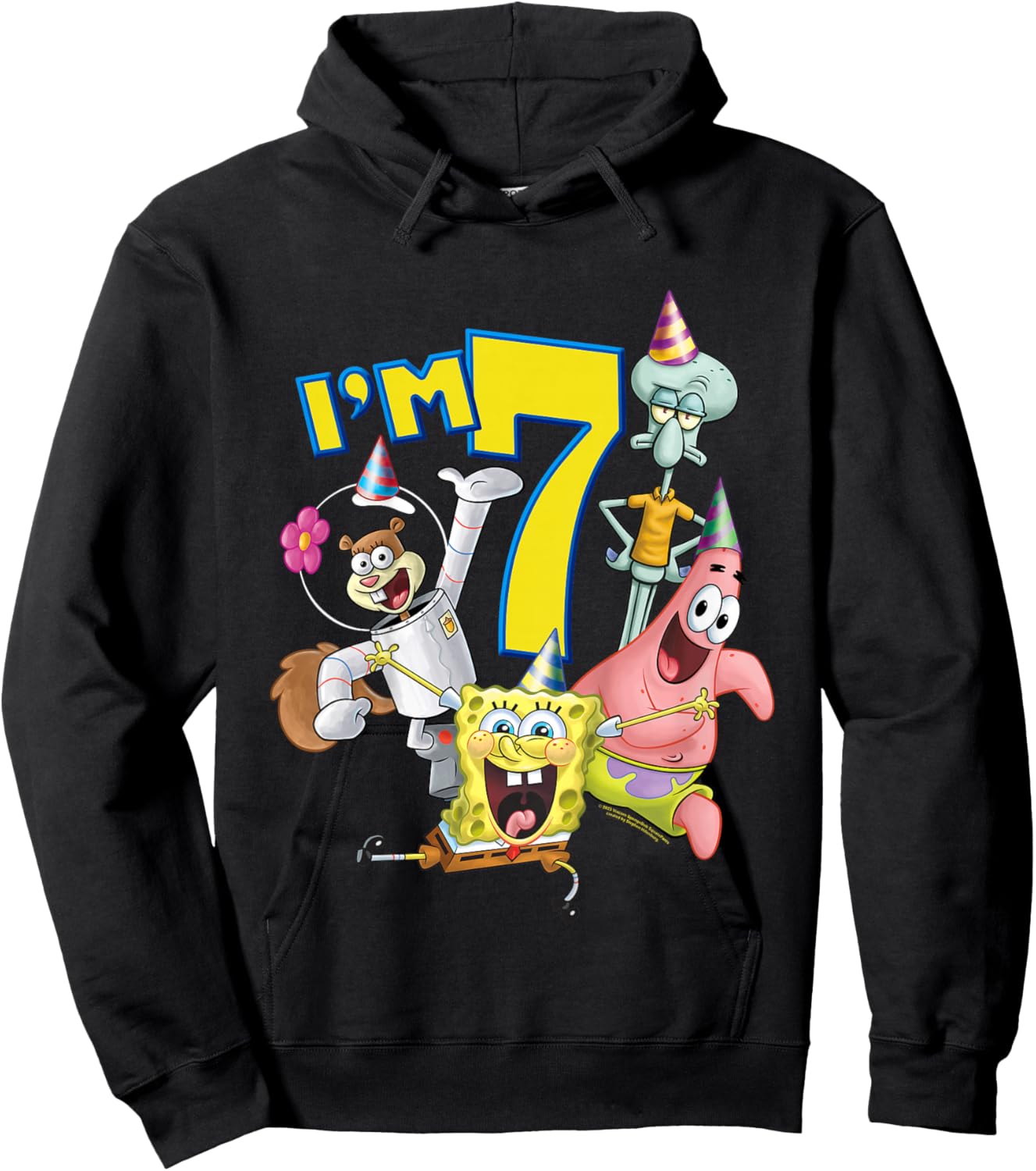Kinder SpongeBob SquarePants 7th Birthday Today I'm 7 Hoodie - Hoodie | Black