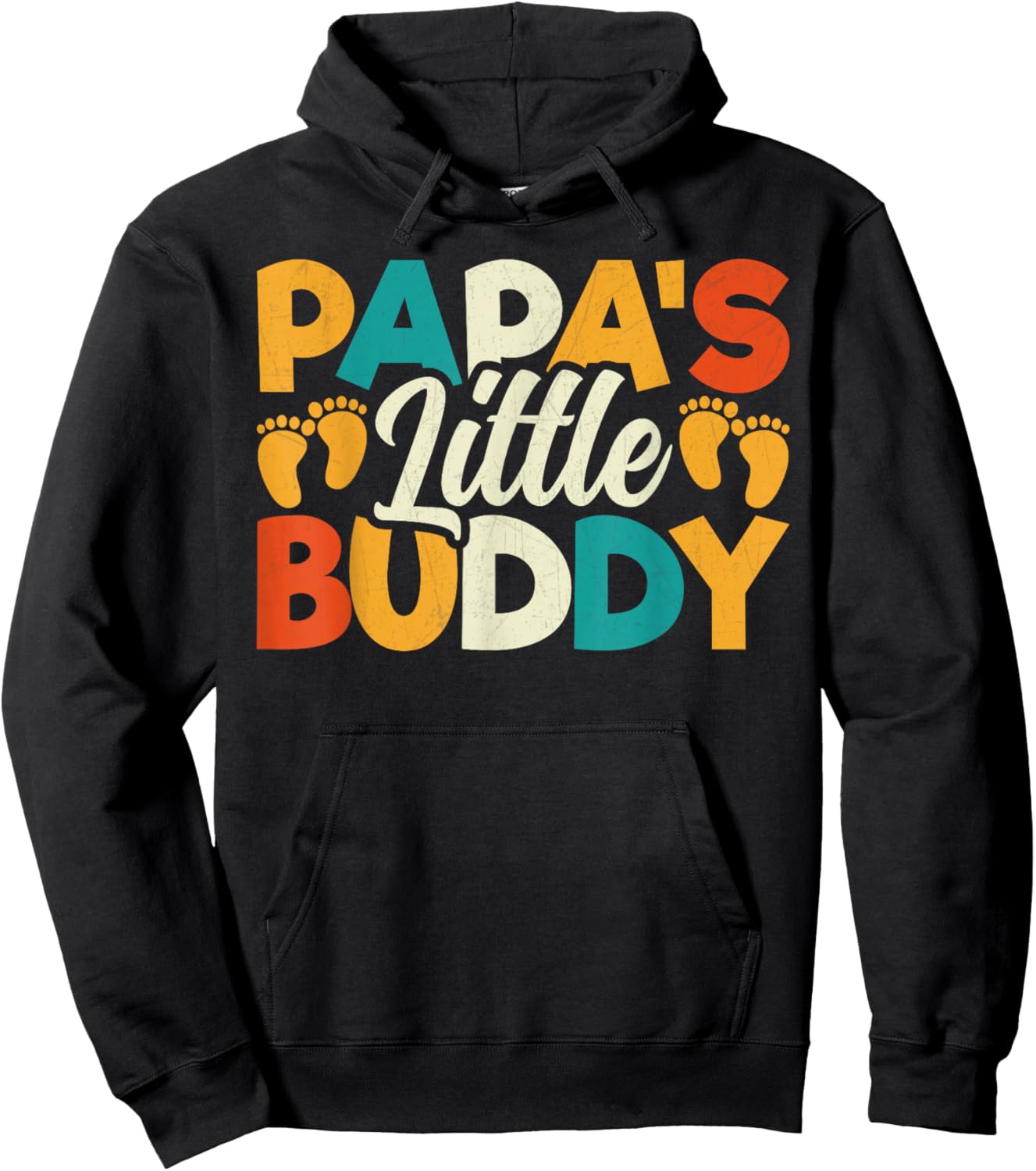 Kids Papa's Little Buddy - Vintage Style Dad Fathers Day Hoodie - Hoodie | Black