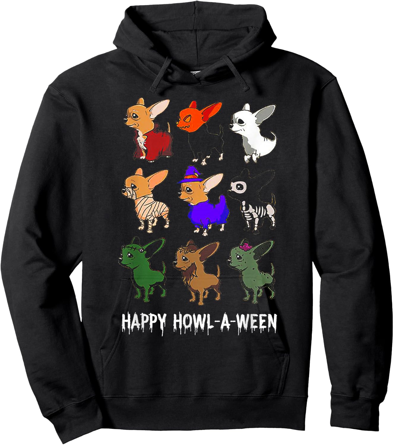 Funny Chihuahua Dog Halloween Happy Howl-o-ween Hoodie - Hoodie | Black