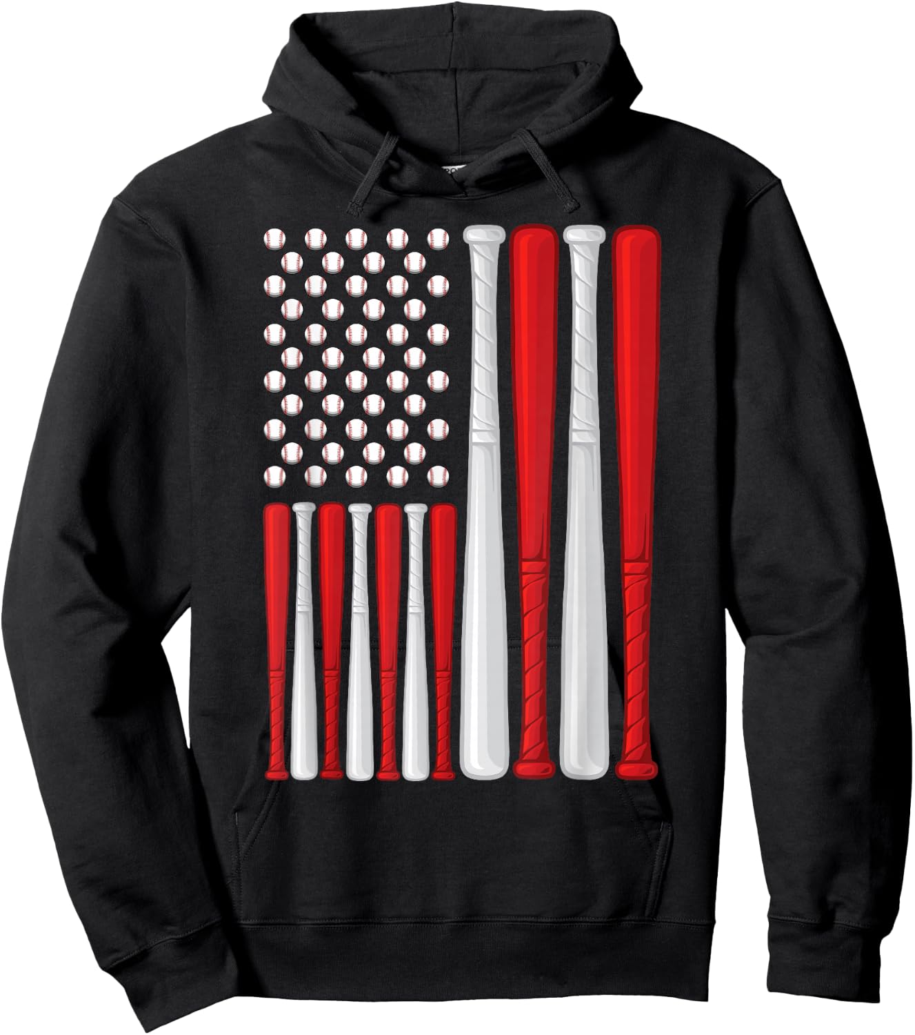 USA Flag - American Baseball Flag - Vintage Baseball Flag Hoodie - Hoodie | Black