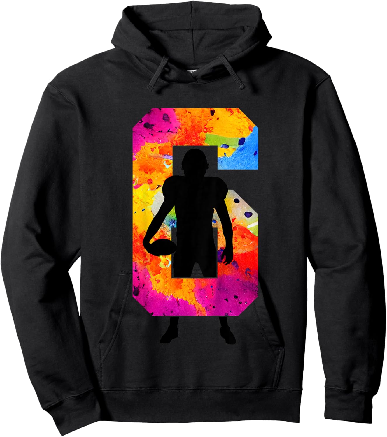 Kids FOOTBALL PLAYER NUMBER 6 YEARS FOOTBALL 6TH BIRTHDAY Hoodie - Hoodie | Black