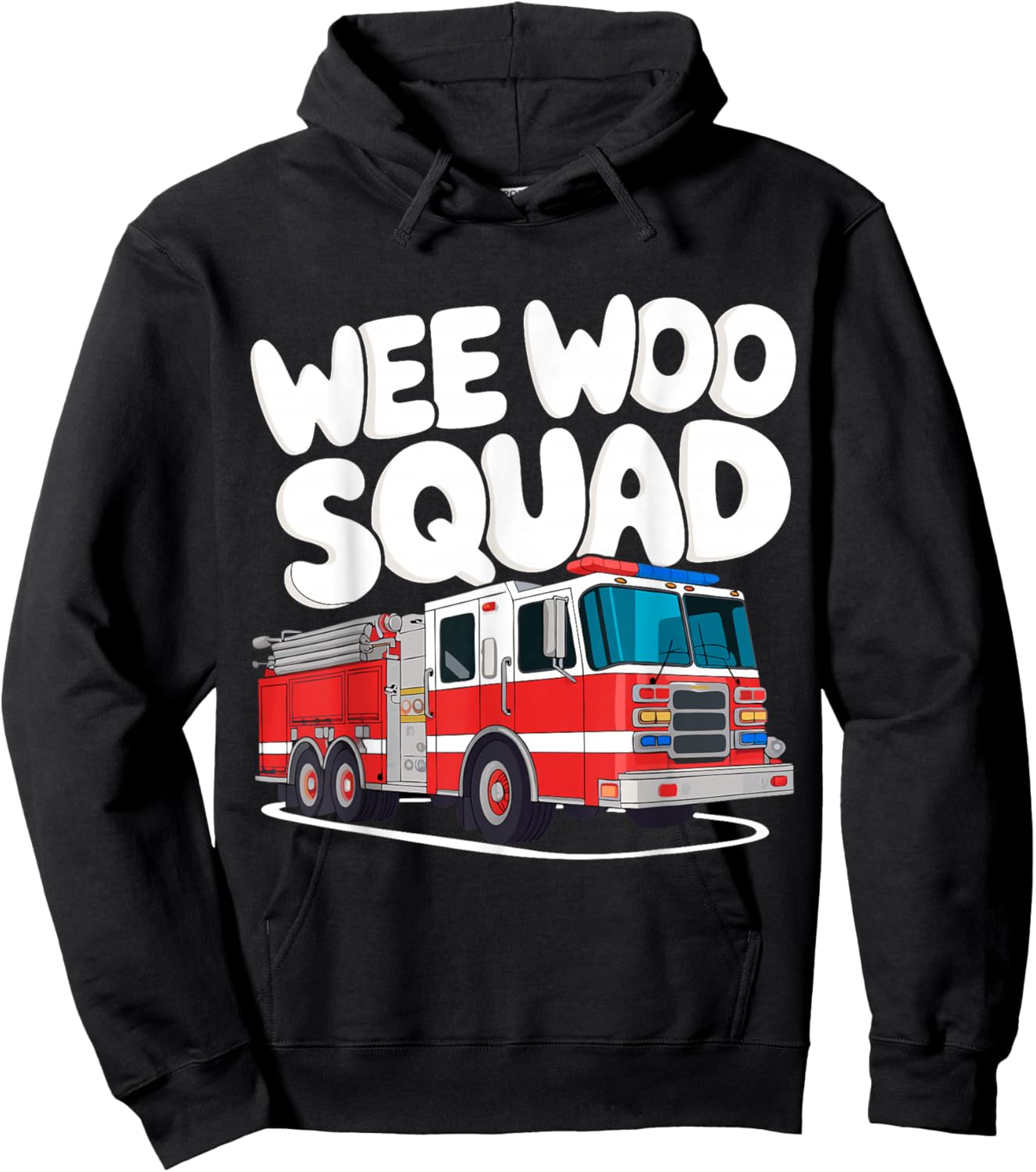 Funny Firefighter Art Women Kids Fire Truck Fireman Hoodie - Hoodie | Black