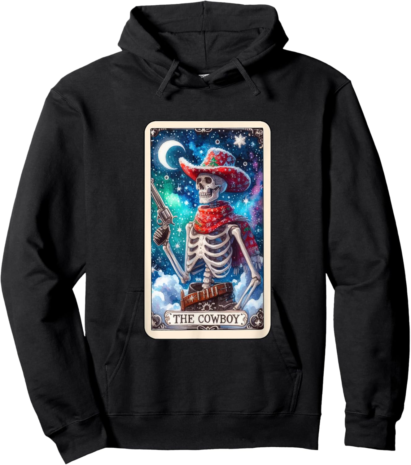 The Cowboy Tarot Card Skeleton Skull Funny Christmas Hoodie - Hoodie | Black