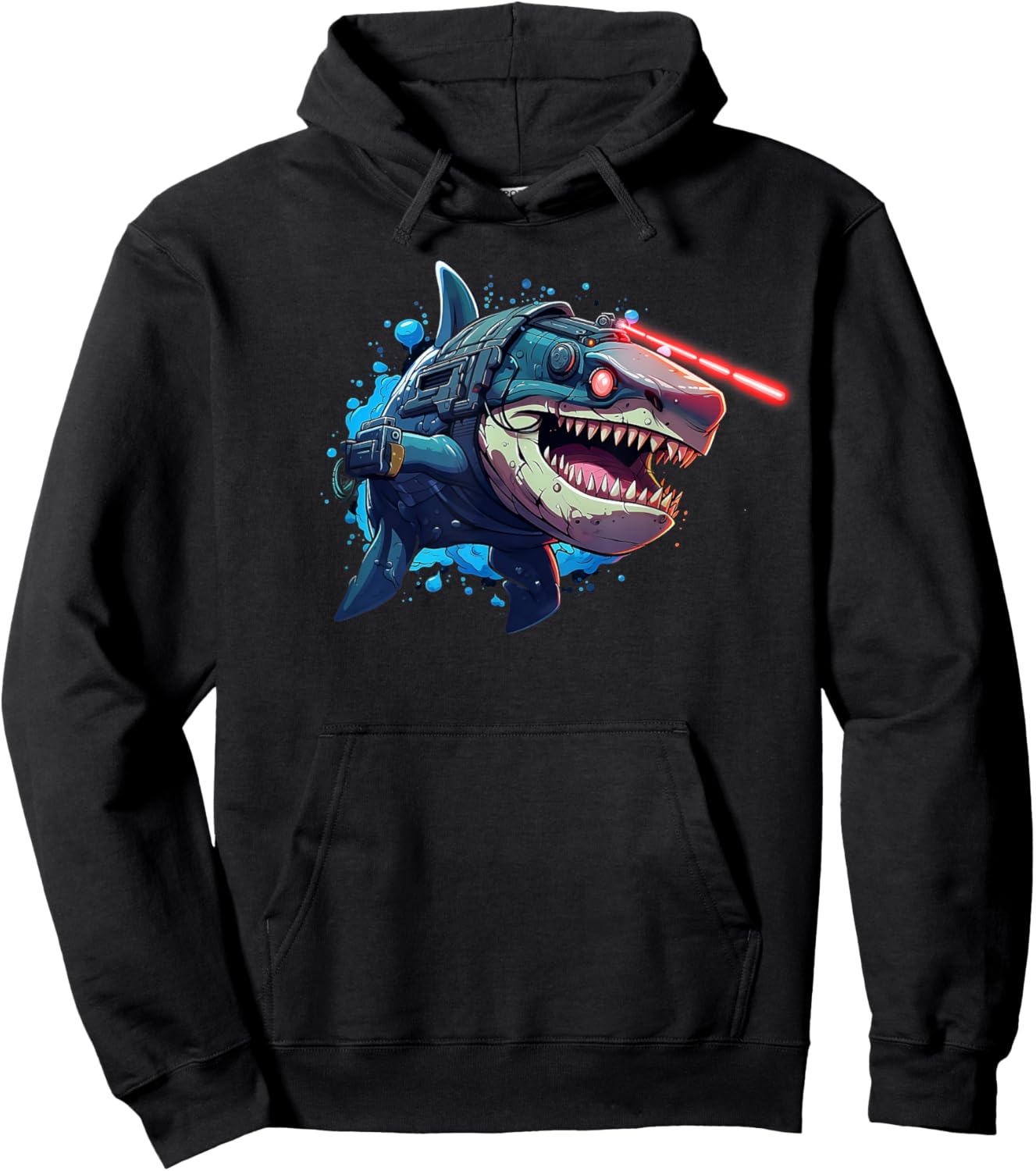 Shark with Laser Beam Attached to its head graphic Hoodie - Hoodie | Black