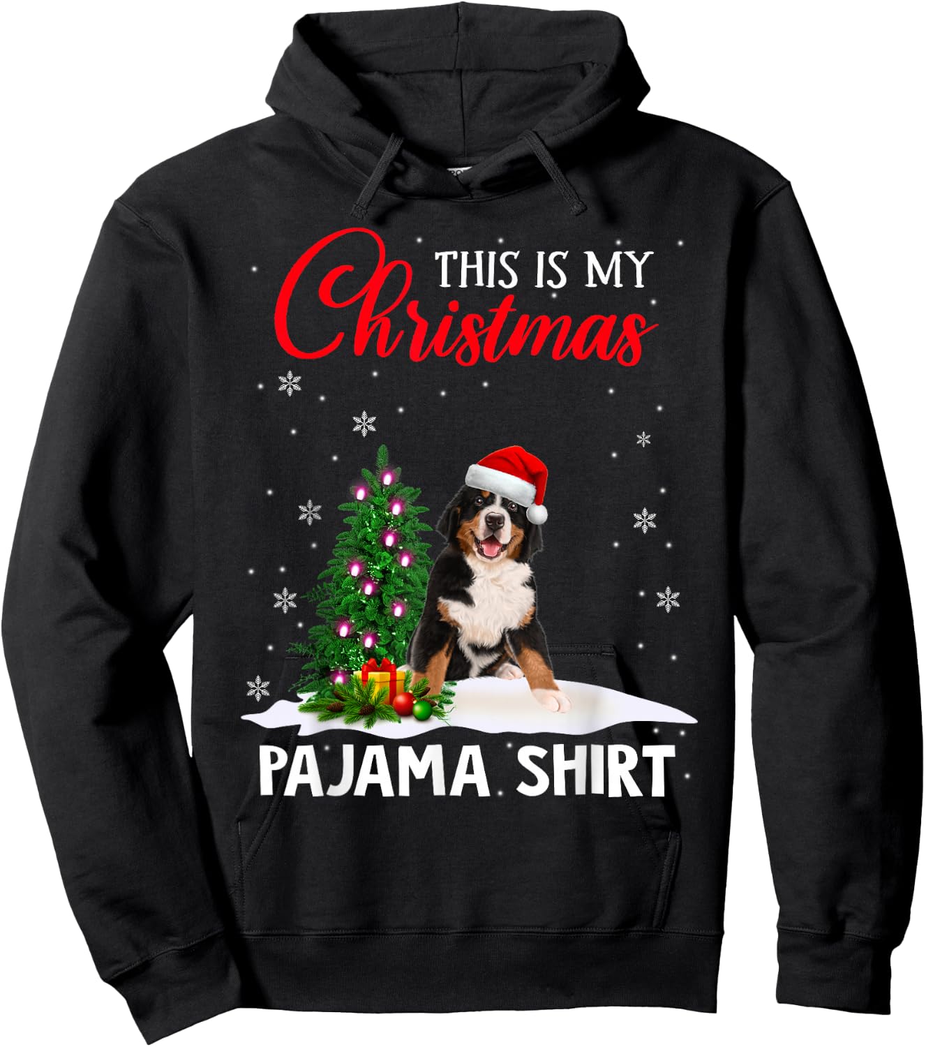 This Is My Christmas Pajama Bernese Mountain Xmas Dog Lover Hoodie - Hoodie | Black