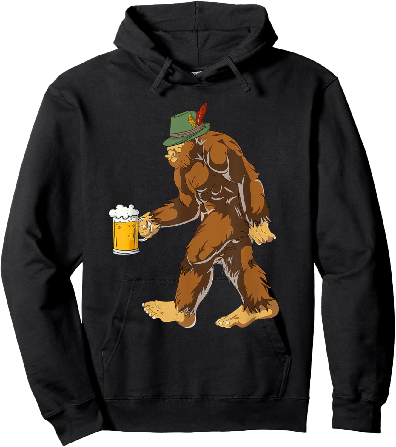 German Bigfoot Lederhosen Funny Beer Oktoberfest Hoodie - Hoodie | Black