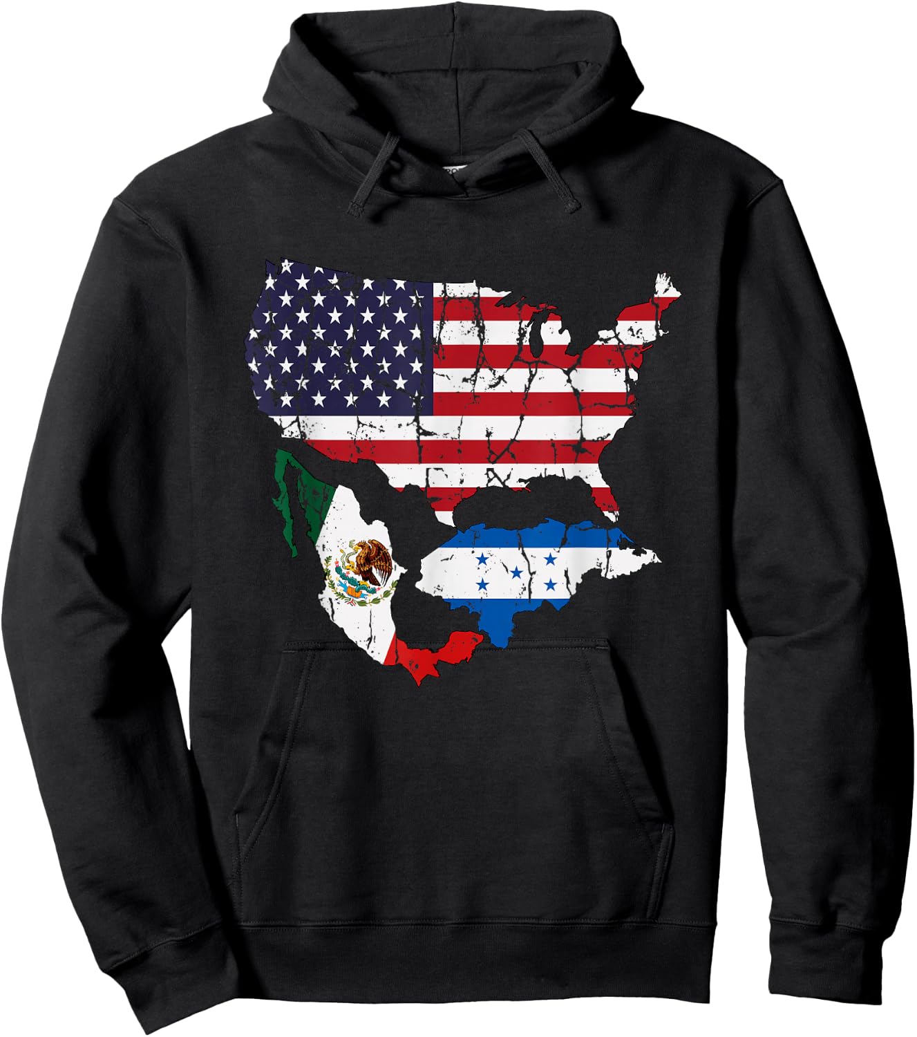 Honduras American Mexican Flag Hoodie - Hoodie | Black