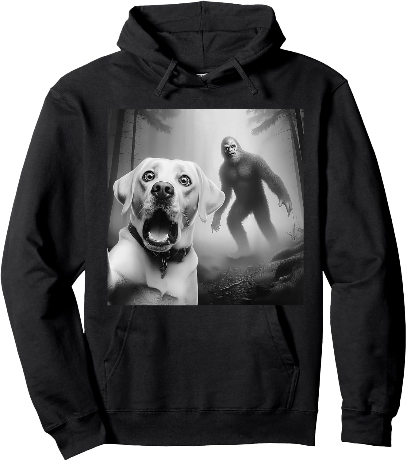 Funny Labrador retriever Selfie with bigfoot sasquatch Hoodie - Hoodie | Black