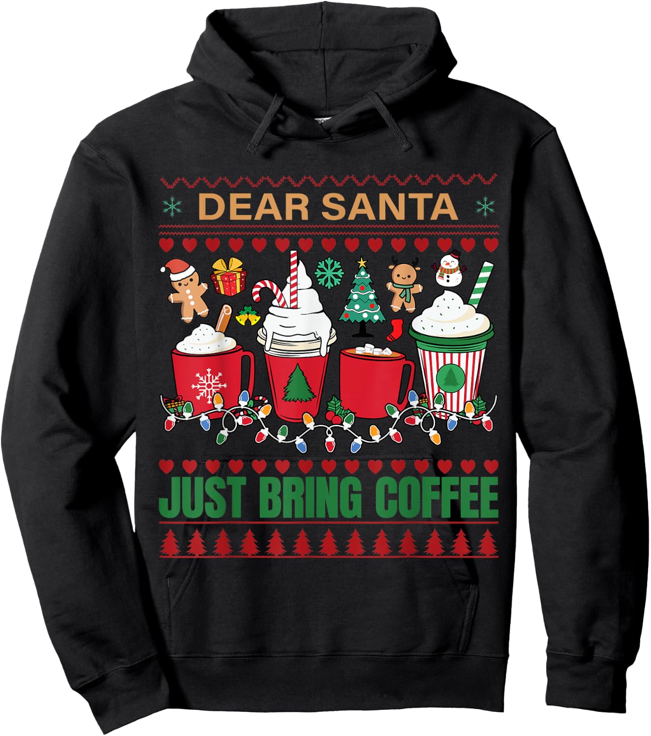 Dear Santa Just Bring Coffee Hoodie - Hoodie | Black
