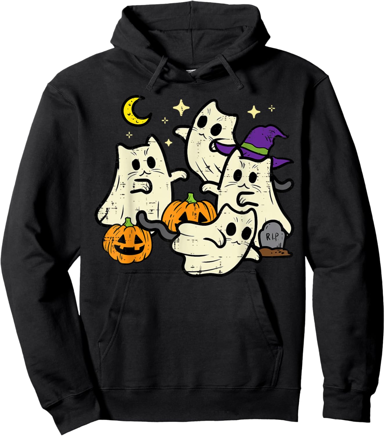 Halloween Black Cats Ghosts Costume Women Girls Kids Toddler Hoodie - Hoodie | Black