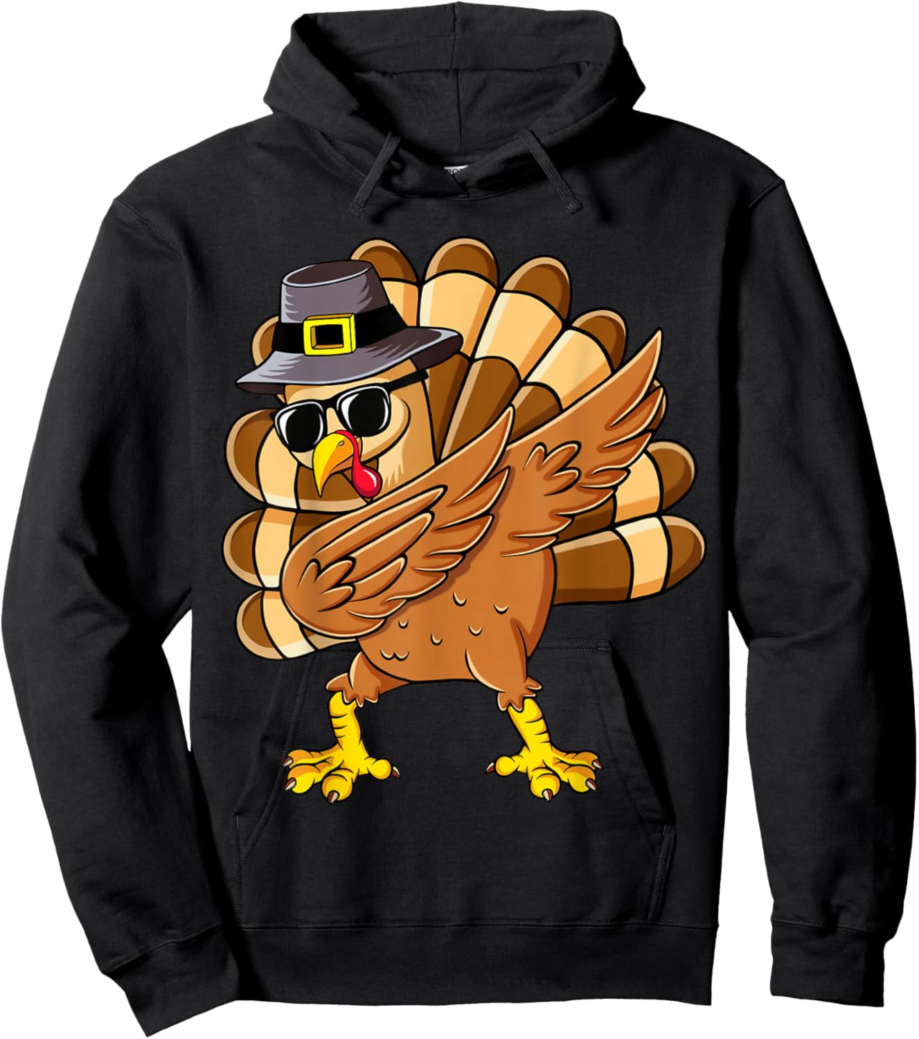 Dabbing Turkey Thanksgiving Day Pilgrim Boys Men Funny Dab Hoodie - Hoodie | Black