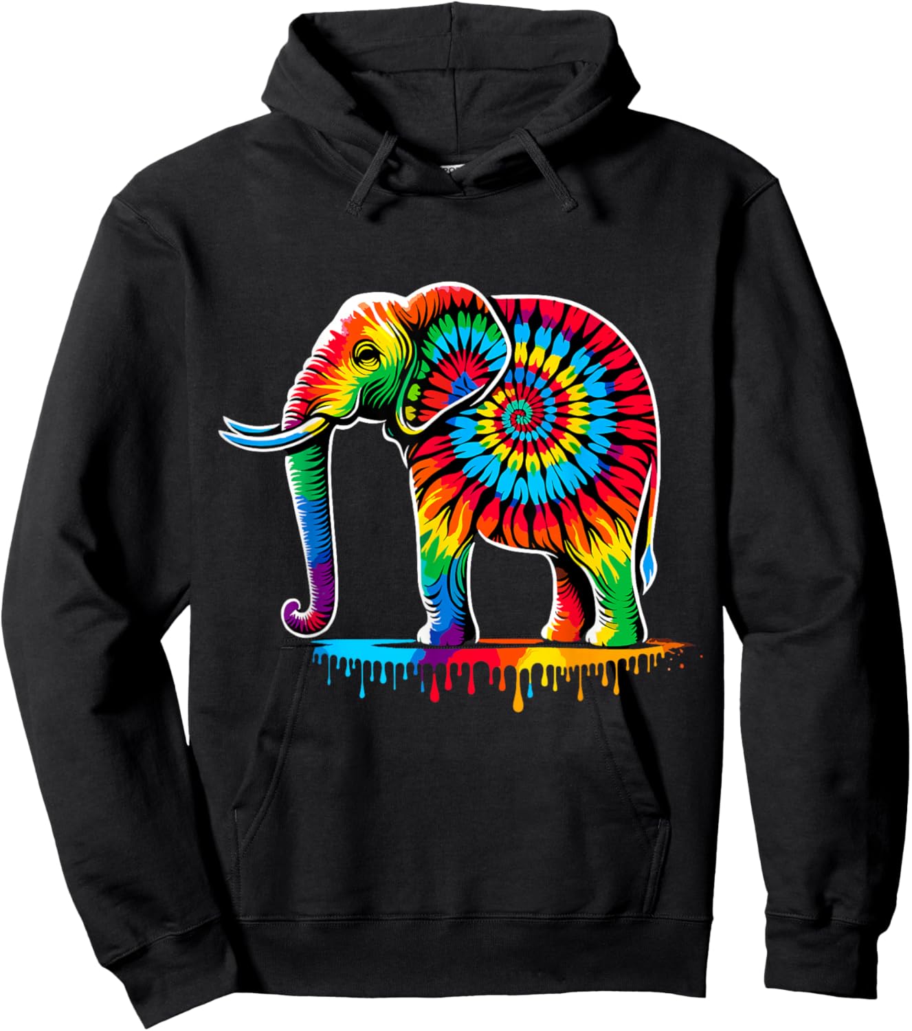 Tie-Dye Elephant Hoodie - Hoodie | Black