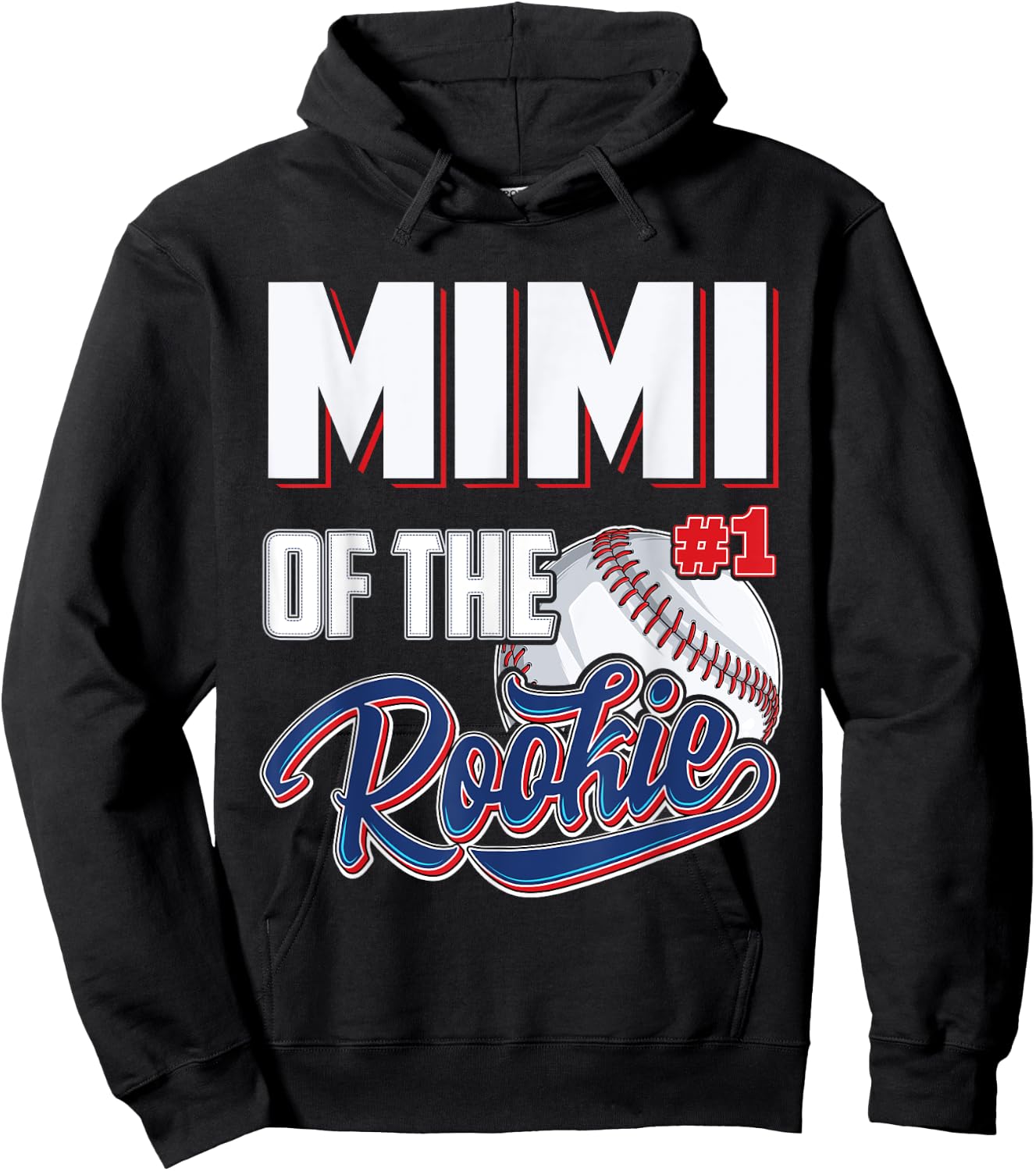 Mimi of Rookie 1 Years old Team 1st Birthday Baseball Hoodie - Hoodie | Black
