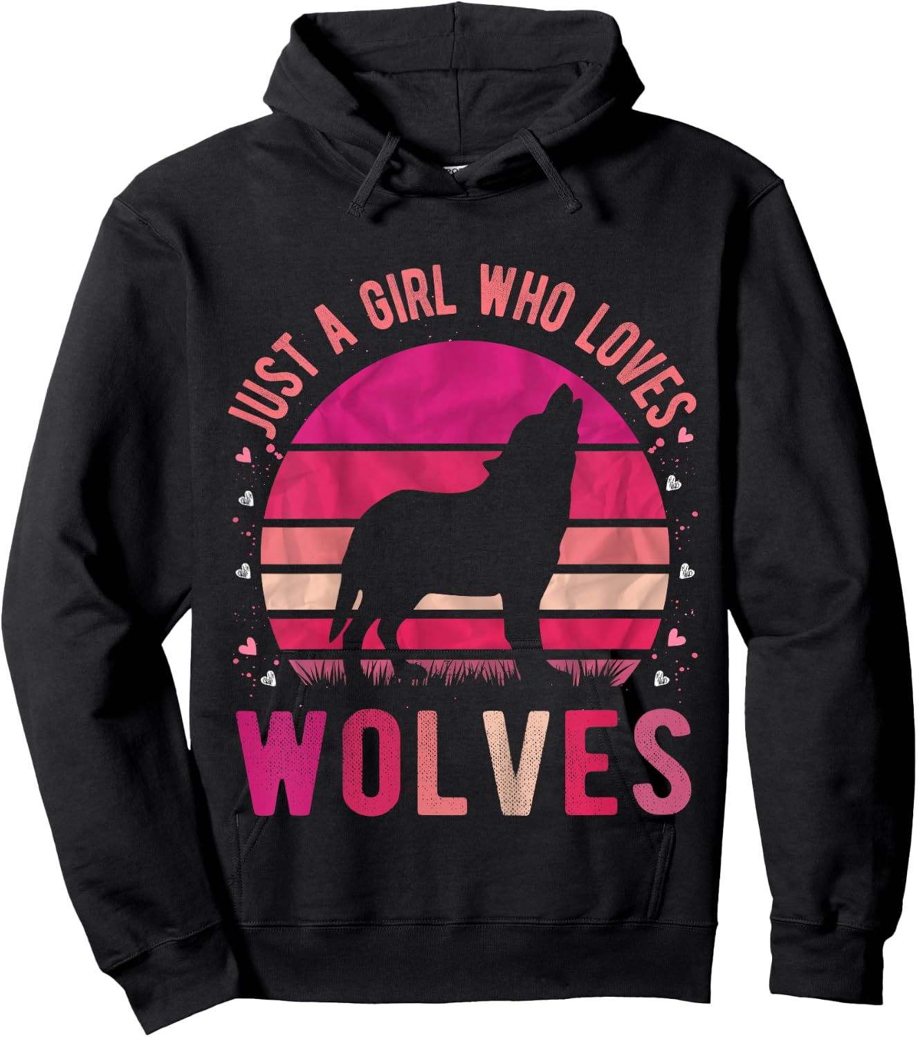 Just a Girl Who Loves Wolves Vintage Retro Gift Hoodie - Hoodie | Black