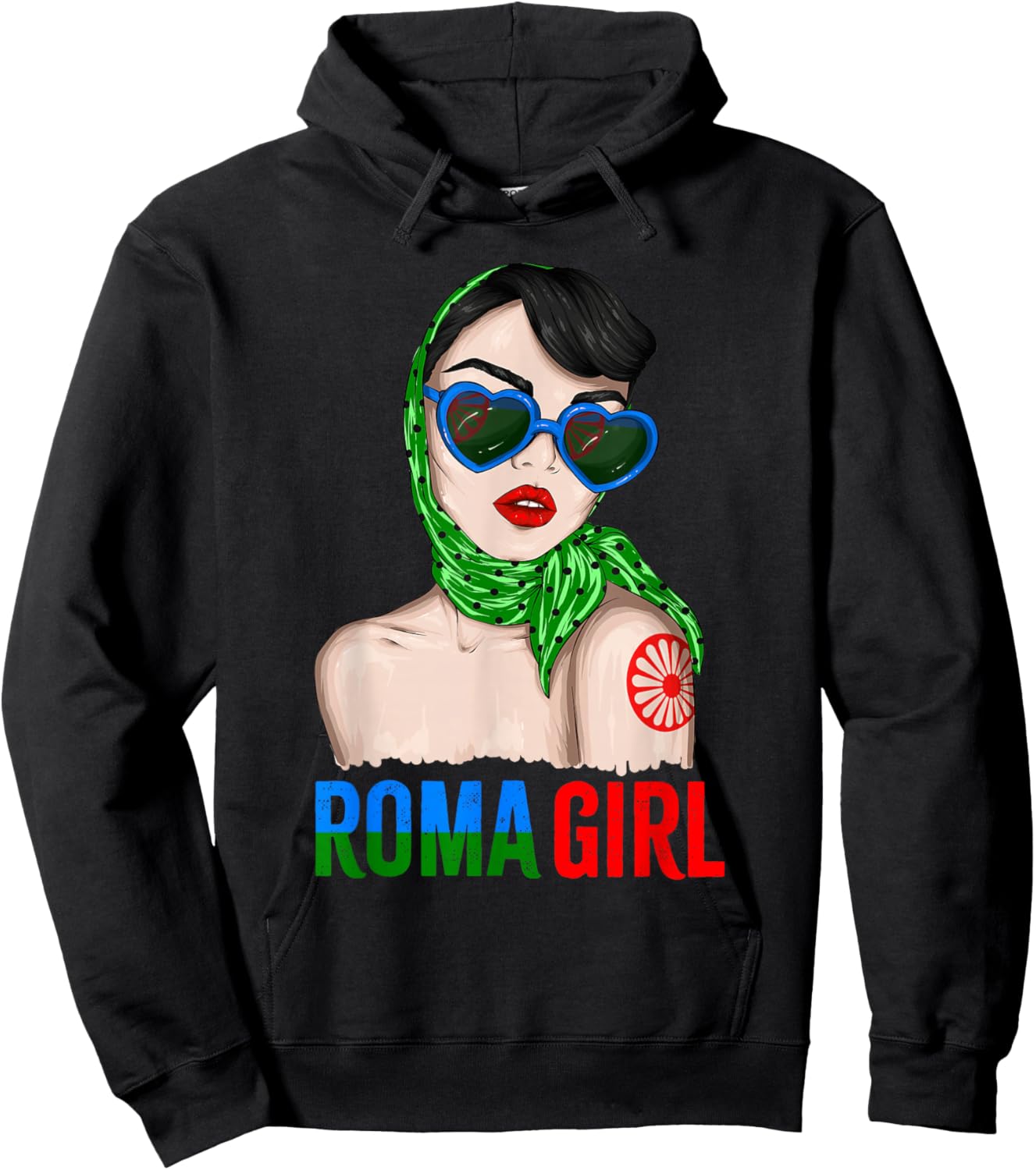 Roma Traveller Girl - Romani Flag Proud Hoodie - Hoodie | Black