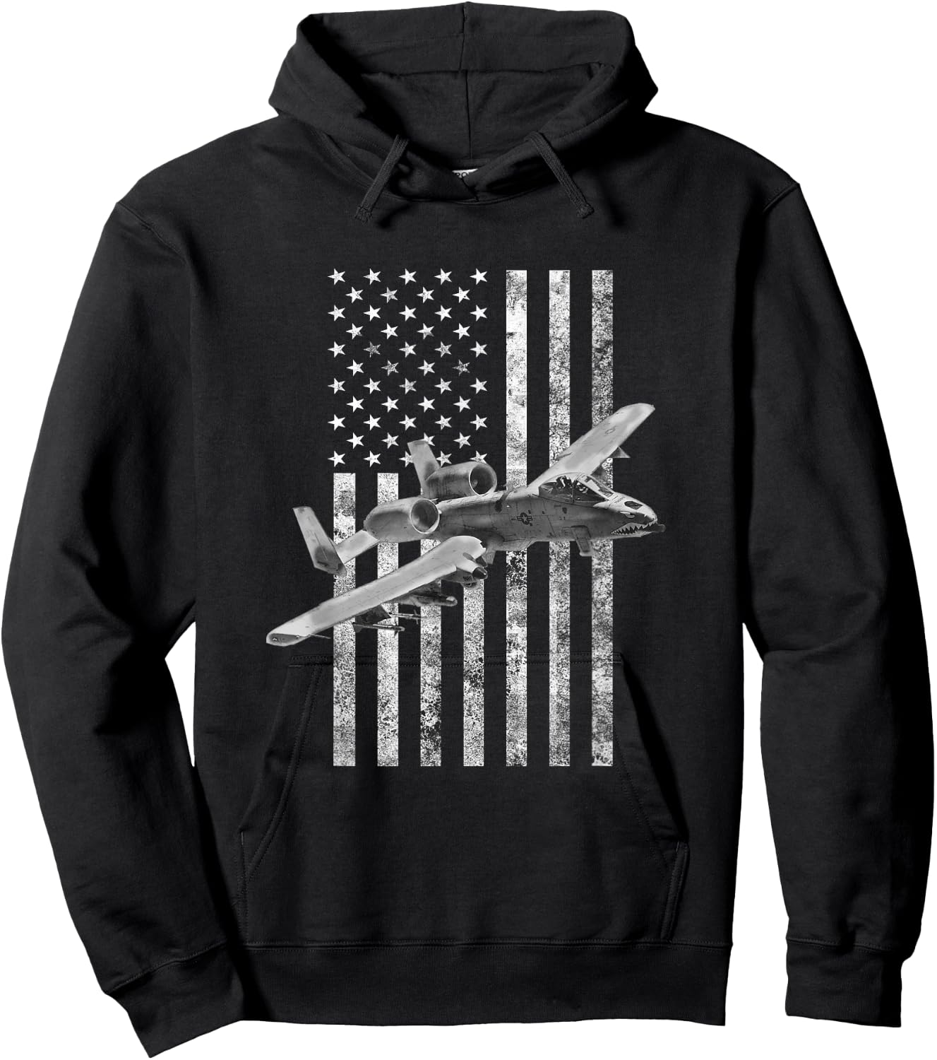 A-10 Thunderbolt II American Flag - A-10 Warthog Hoodie - Hoodie | Black