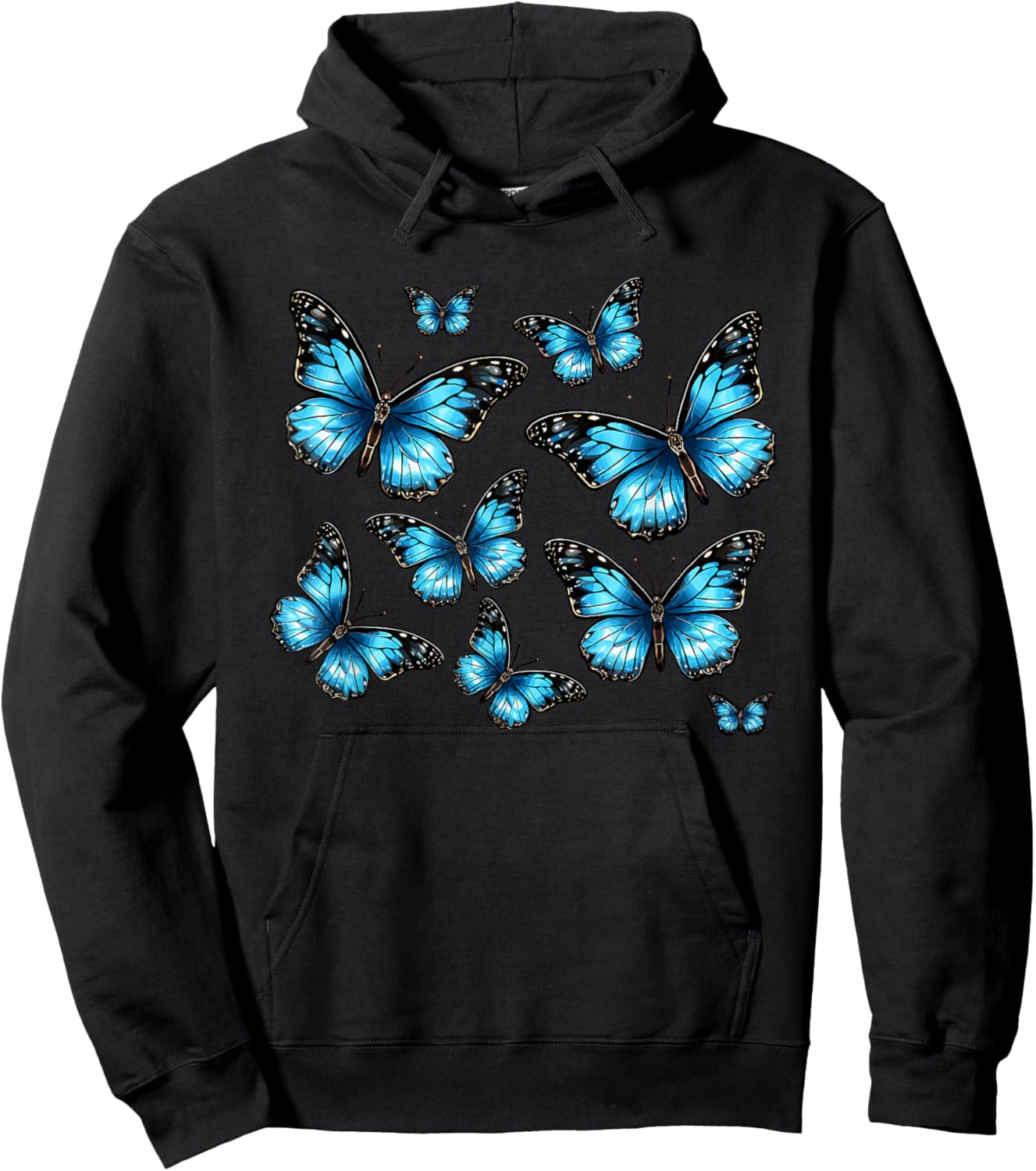 Blue Morpho Butterfly Art Entomologist Flower Hoodie - Hoodie | Black