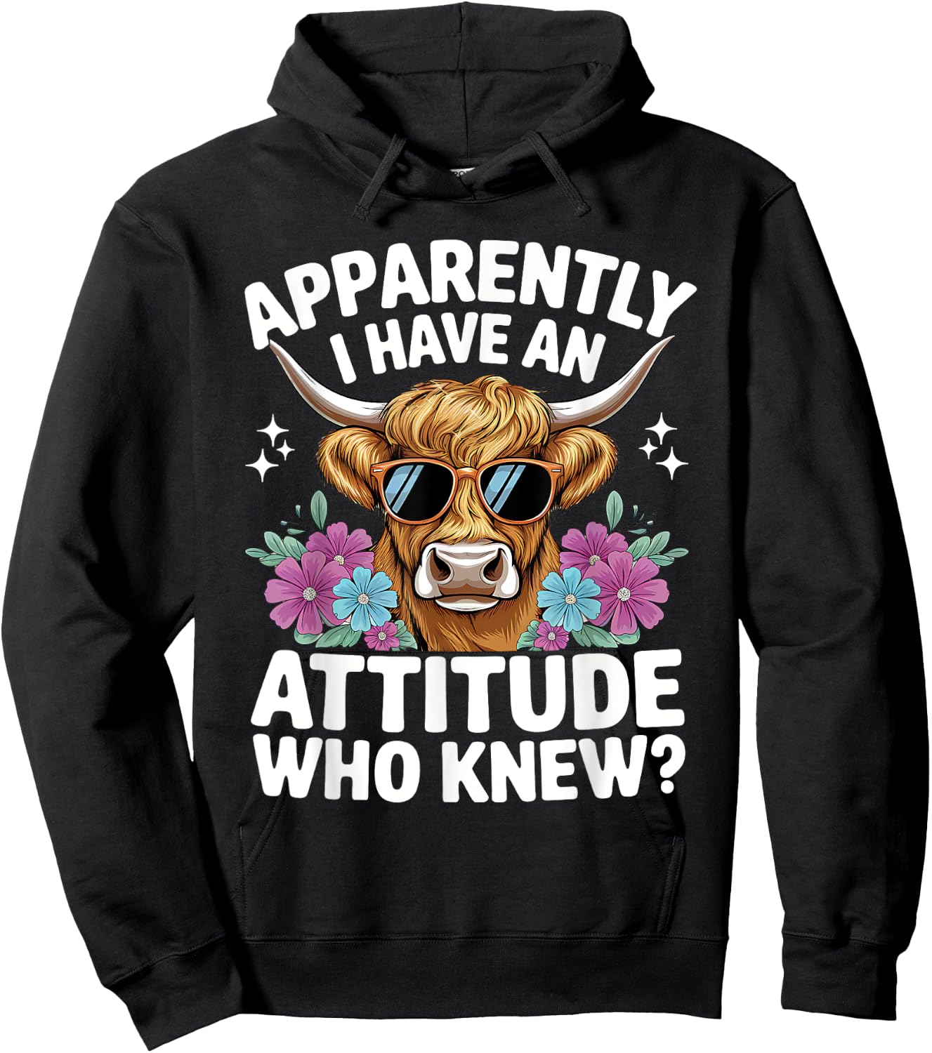 Apparently I Have An Attitude Who Knew Bleached Highland Cow Hoodie - Hoodie | Black
