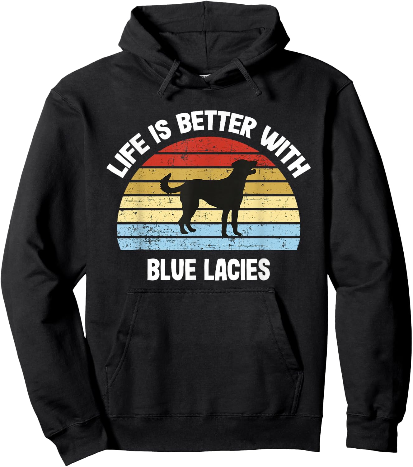 Retro blue lace dog Hoodie - Hoodie | Black