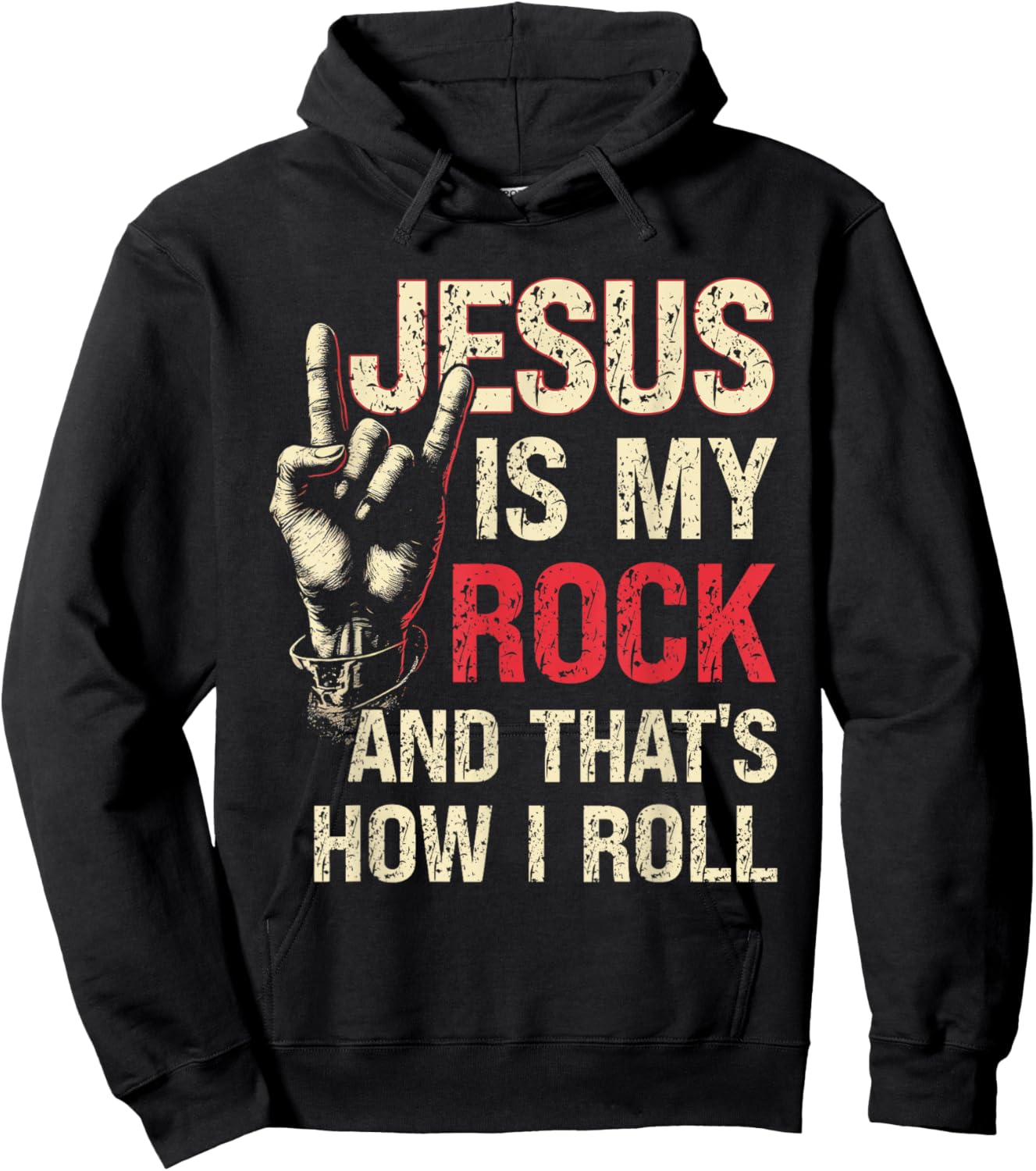 Jesus Is My Rock And That Is How I Roll Christian Guitarist Hoodie - Hoodie | Black