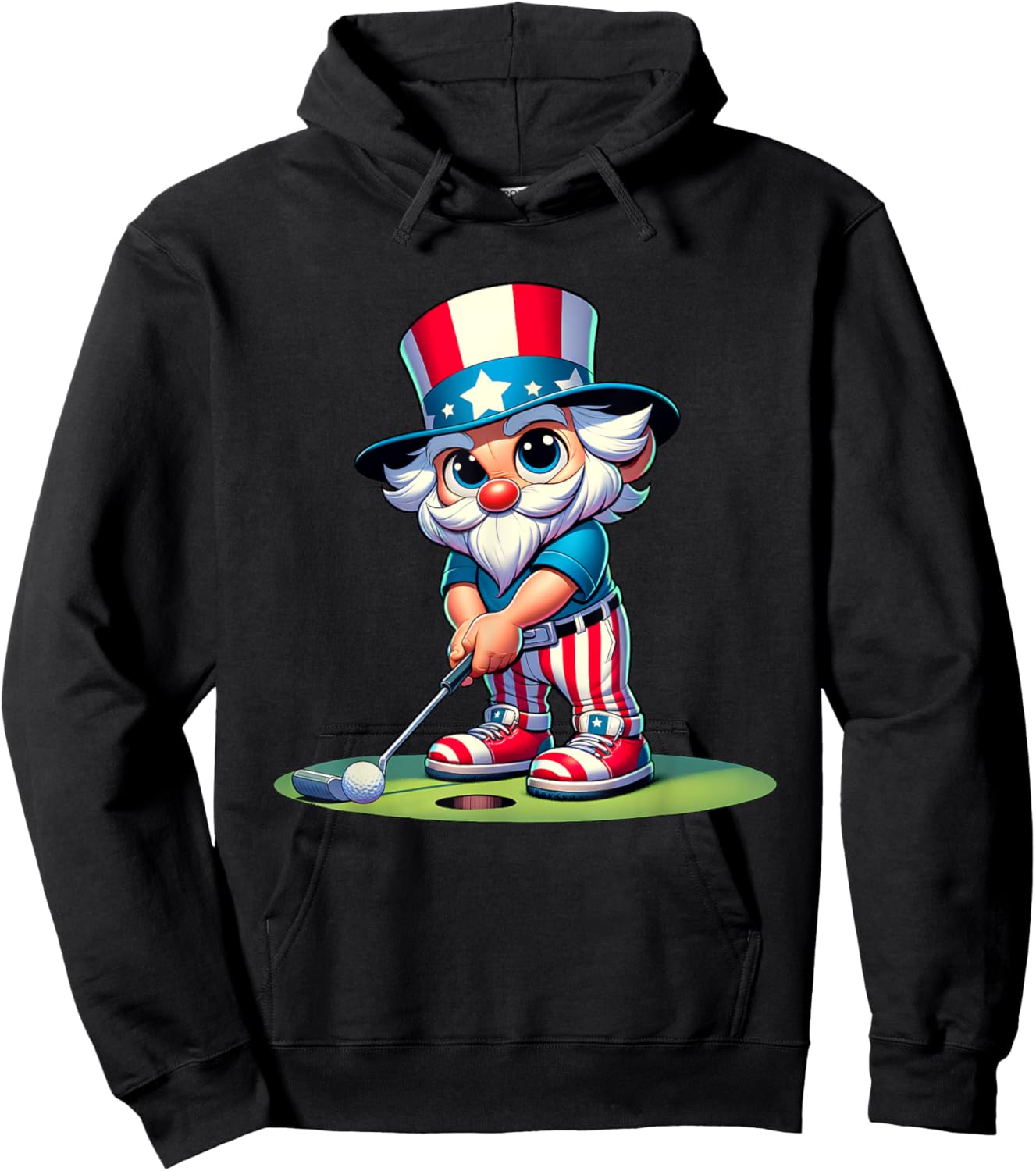 Golf Uncle Sam USA America 4th Of July Independence Day Hoodie - Hoodie | Black