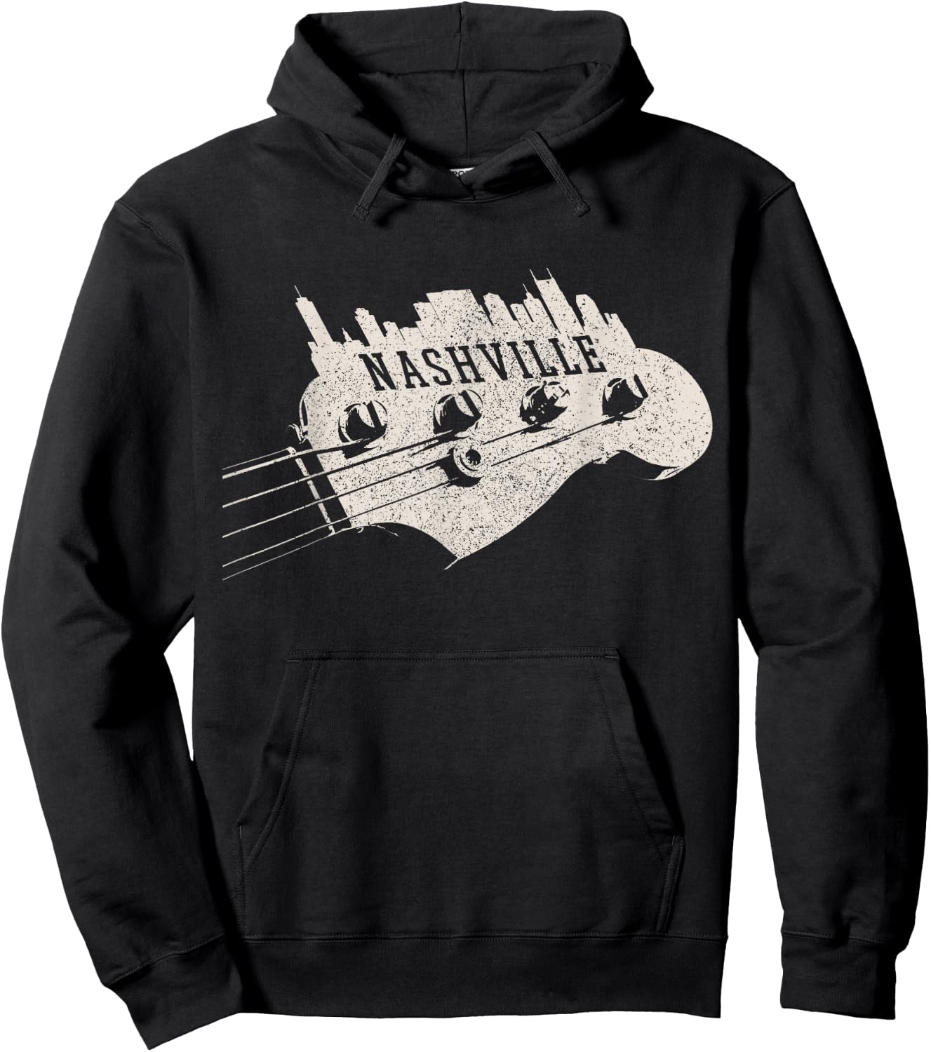 Nashville Skyline - Bass Guitar Country Music City souvenir Hoodie - Hoodie | Black