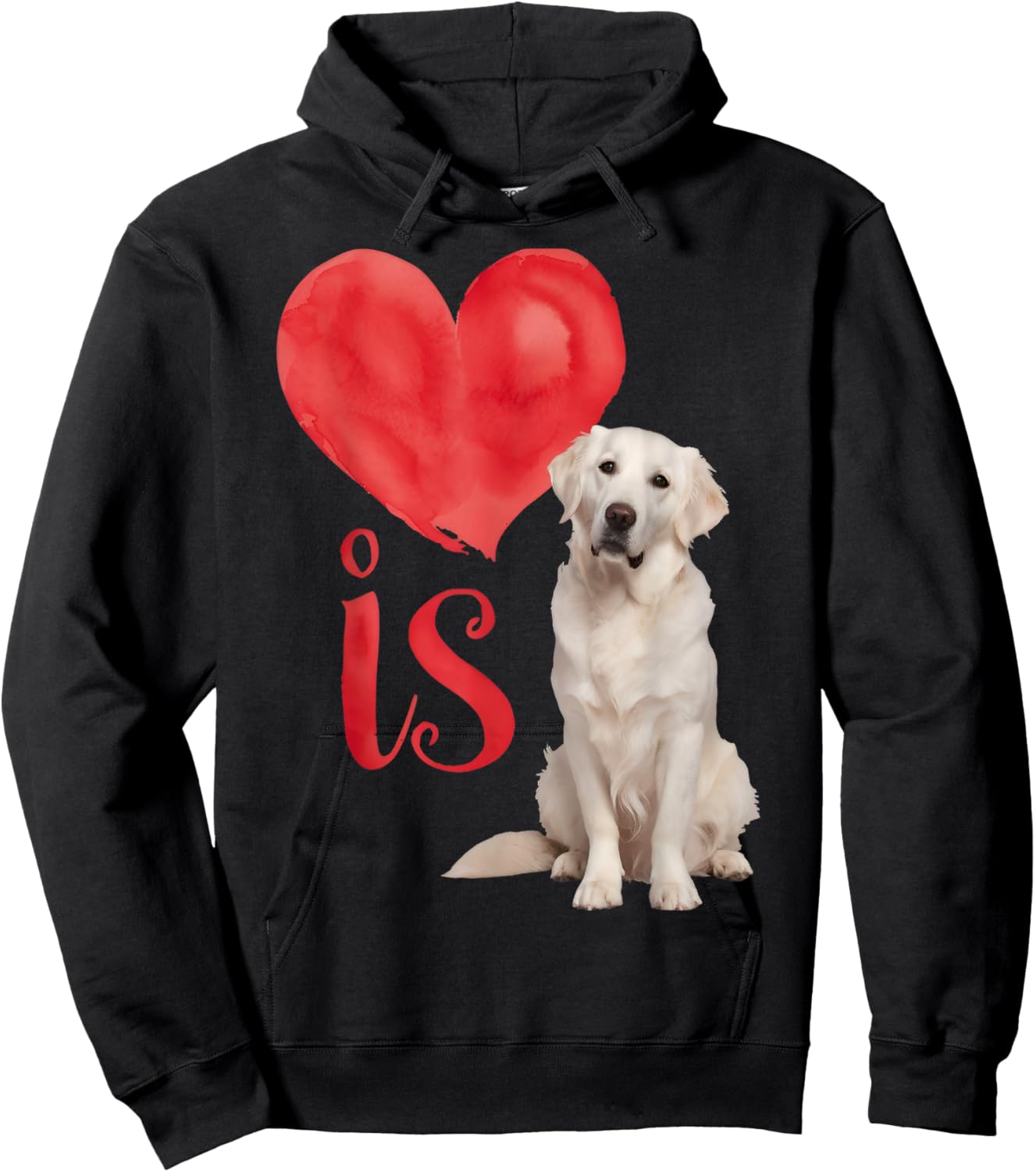 Love is White English Cream Golden Retriever Mom Dog Puppy Hoodie - Hoodie | Black