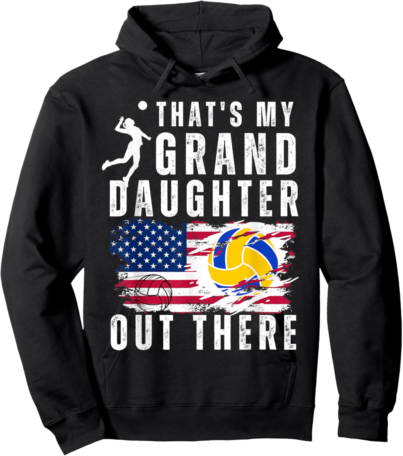 That's My Granddaughter Out There Volleyball Grandma Grandpa Hoodie - Hoodie | Black