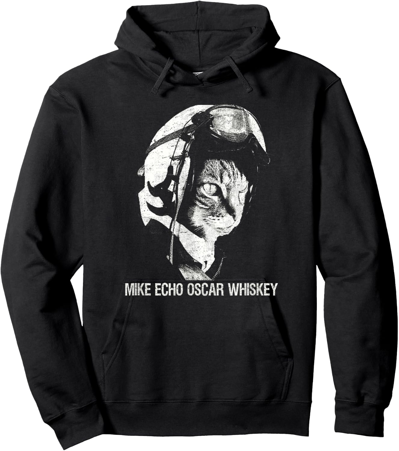 Mike Echo Oscar Whiskey MEOW Flying Cat Hoodie - Hoodie | Black