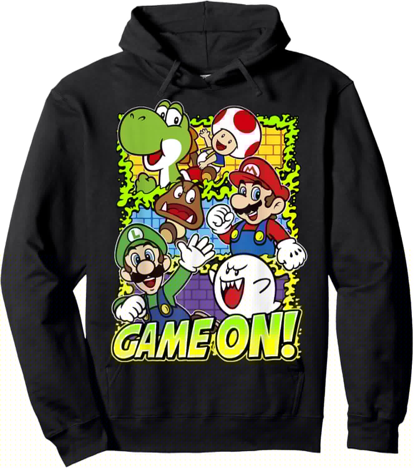 Super Mario Group Shot Game On Hoodie - Hoodie | Black