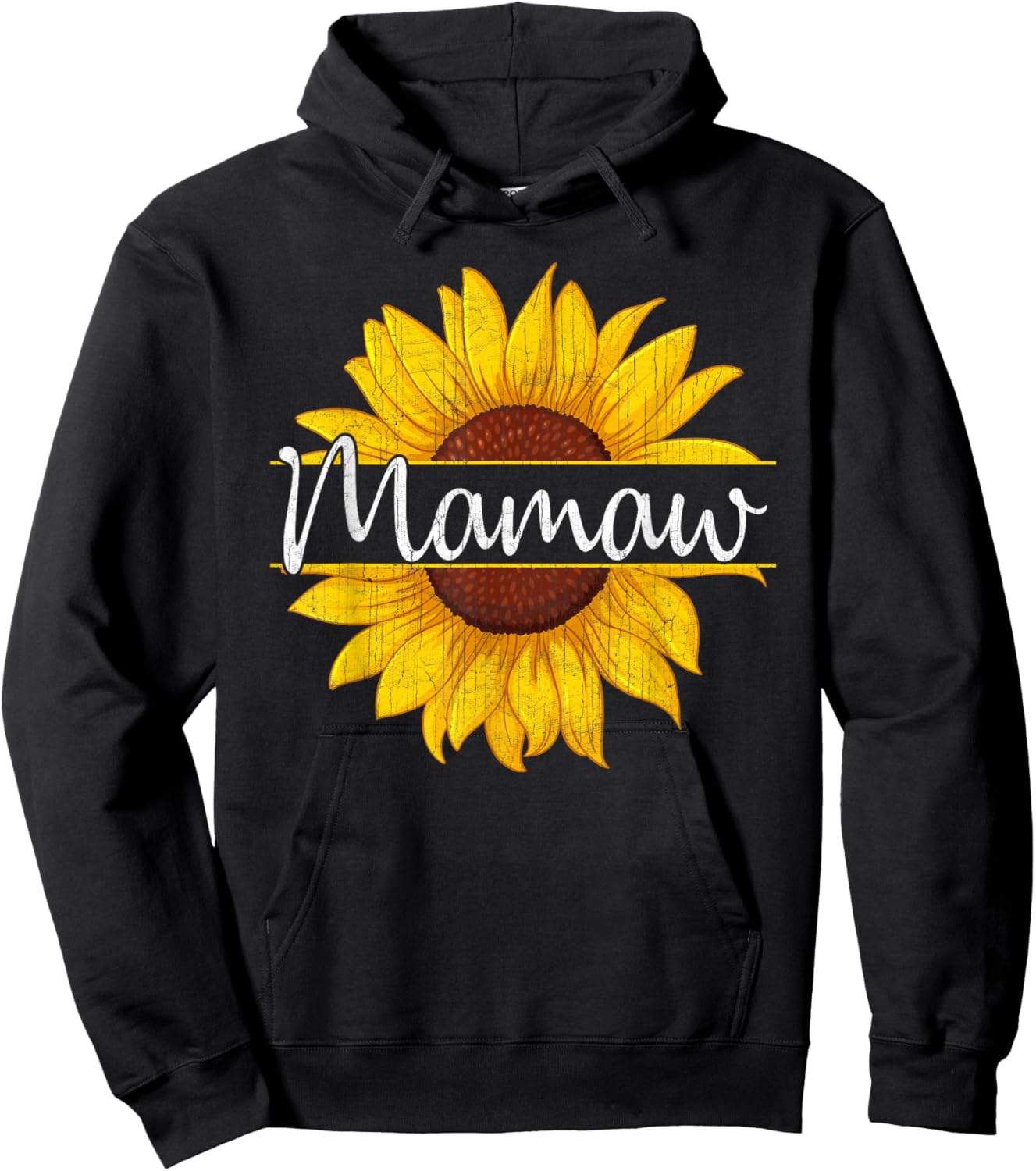 Summer Vintage Yellow Sunflower Graphic Sunflower Mamaw Hoodie - Hoodie | Black