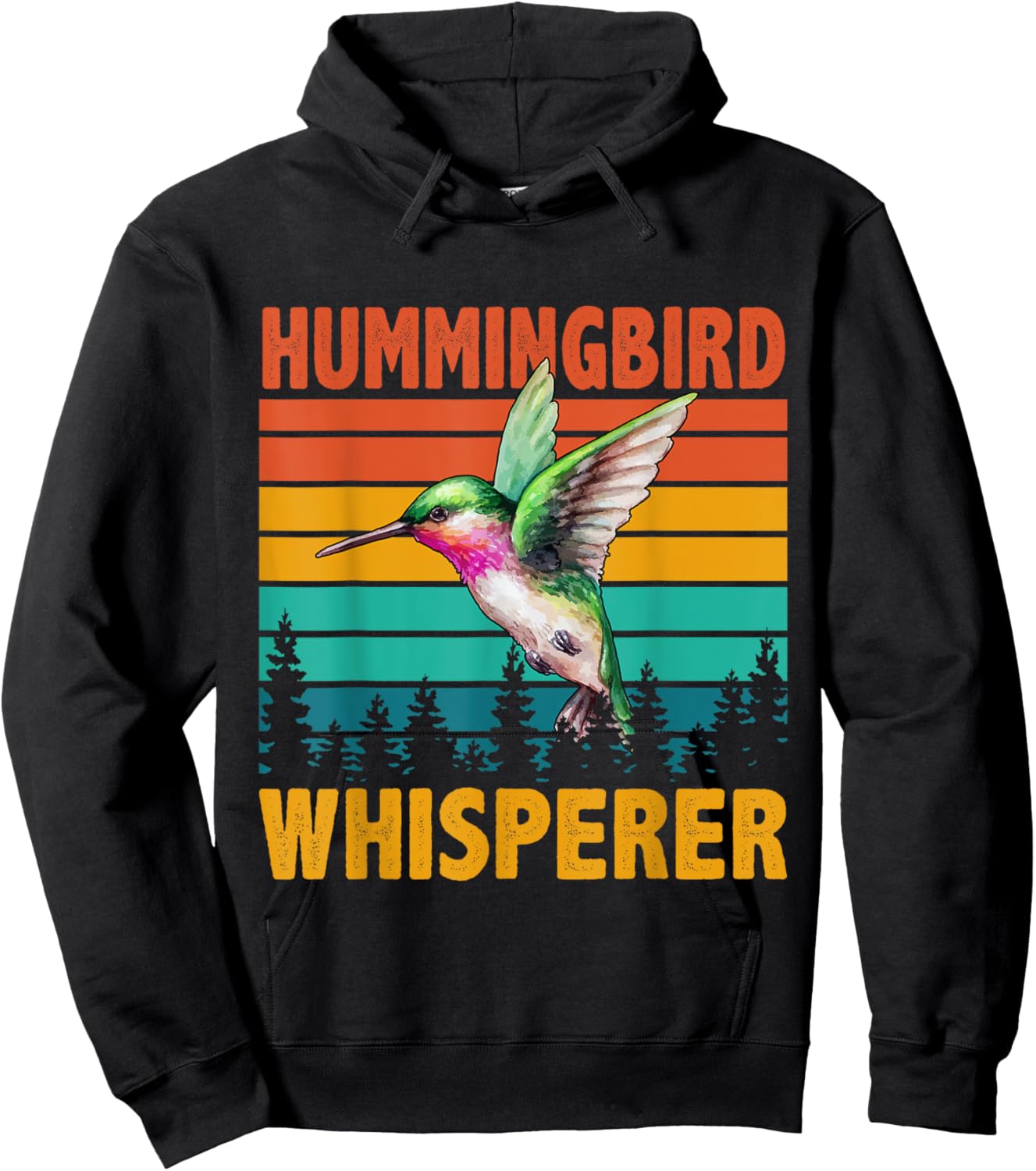 Vintage Retro Hummingbird Whisperer Funny Bird Sunglasses Hoodie - Hoodie | Black