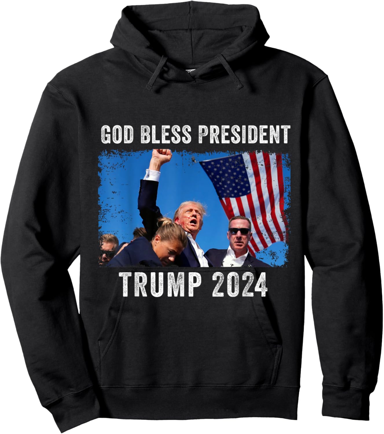 Trump Shot Bloody Ear Bleeding God Bless President Trump Hoodie - Hoodie | Black