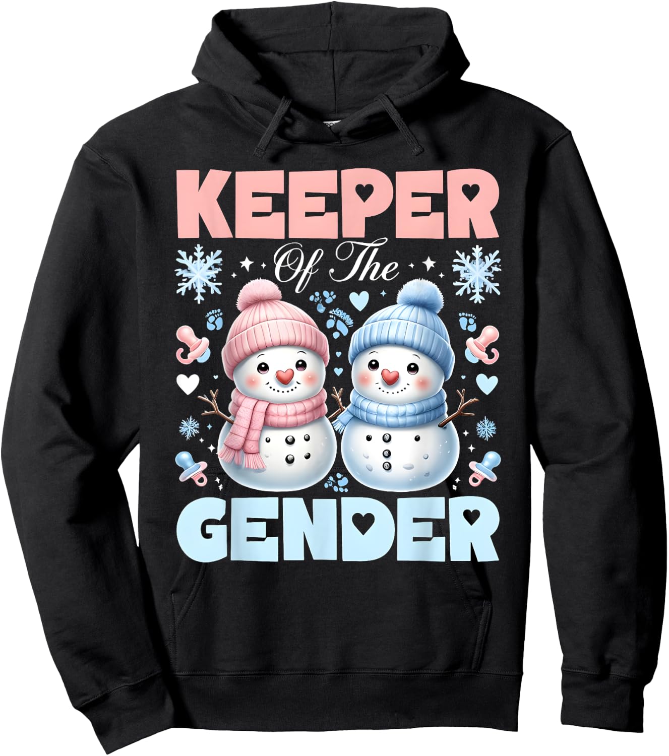 Keeper Of The Gender Reveal Baby Shower Snowman Christmas Hoodie - Hoodie | Black