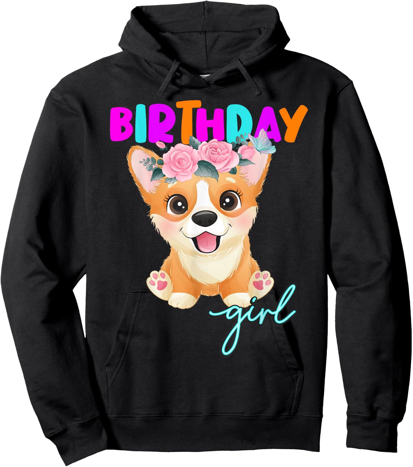 Corgi Birthday Girl Corgi Dog Lovers Hoodie - Hoodie | Black
