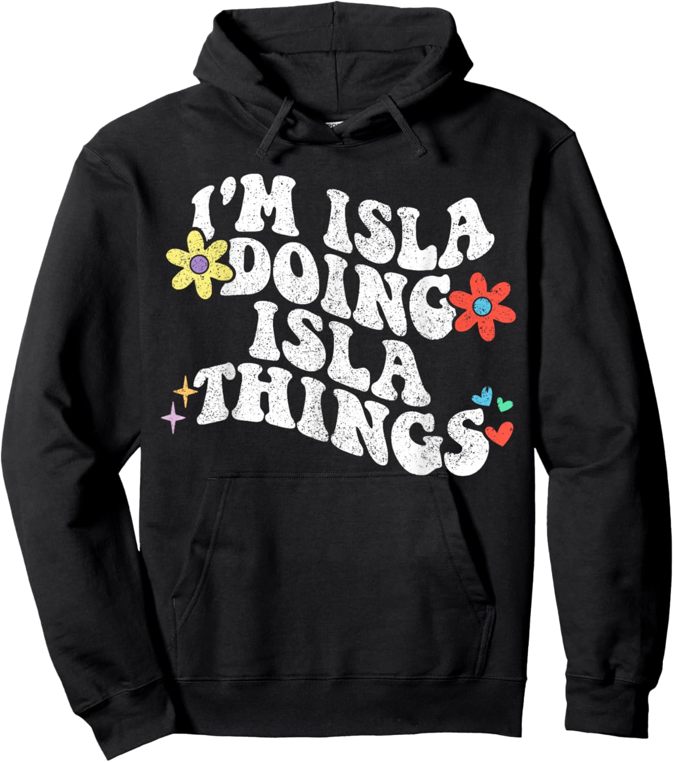 Retro Groovy Im Isla Doing Isla Things Funny Mother's Day Hoodie - Hoodie | Black