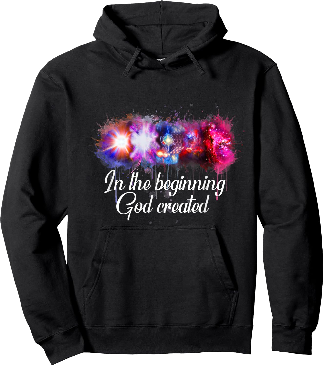 Space Galaxy In the Beginning God Created Christian Hoodie - Hoodie | Black