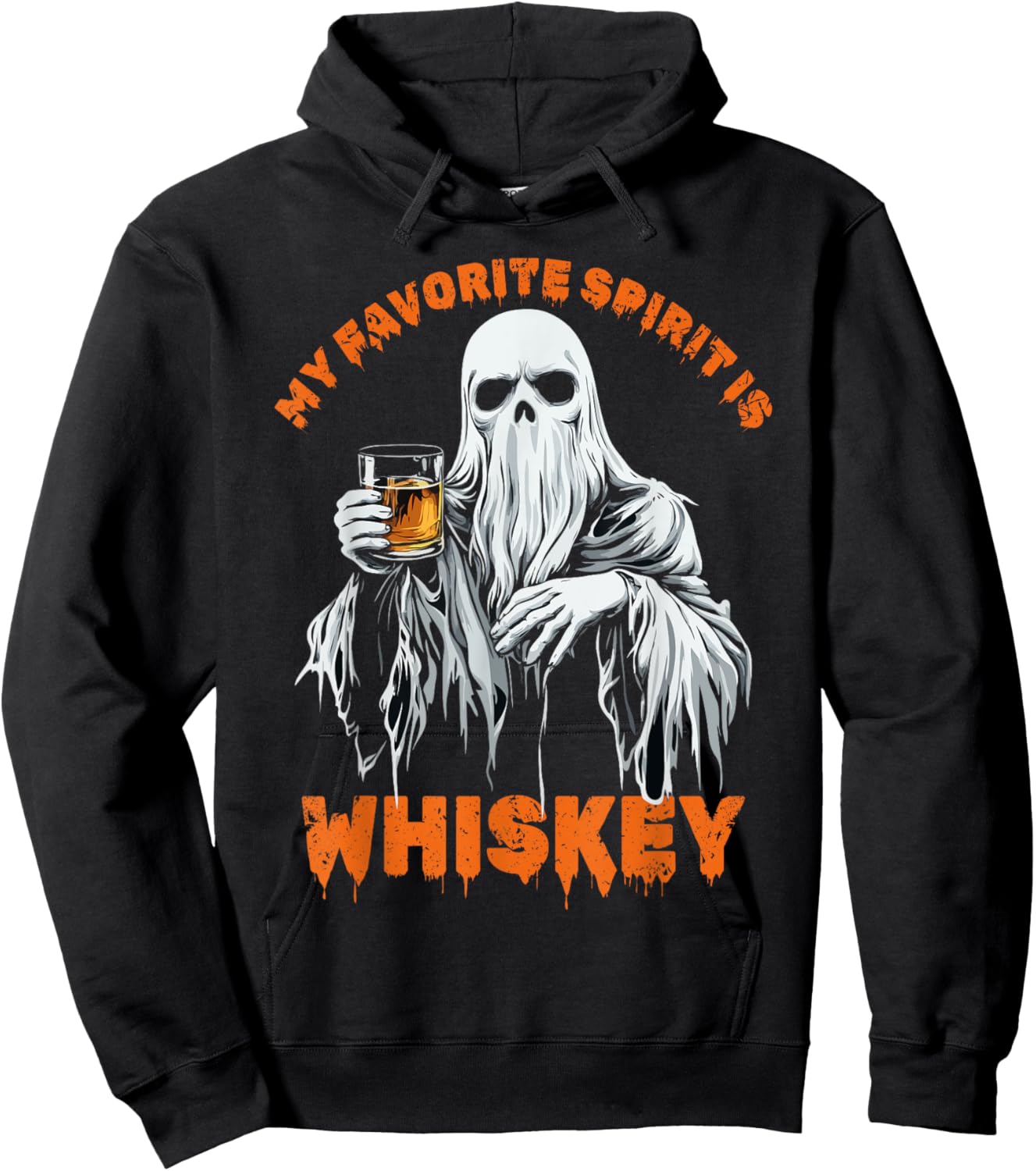 My Favorite Spirit Is Whiskey Halloween Ghost Costume Hoodie - Hoodie | Black