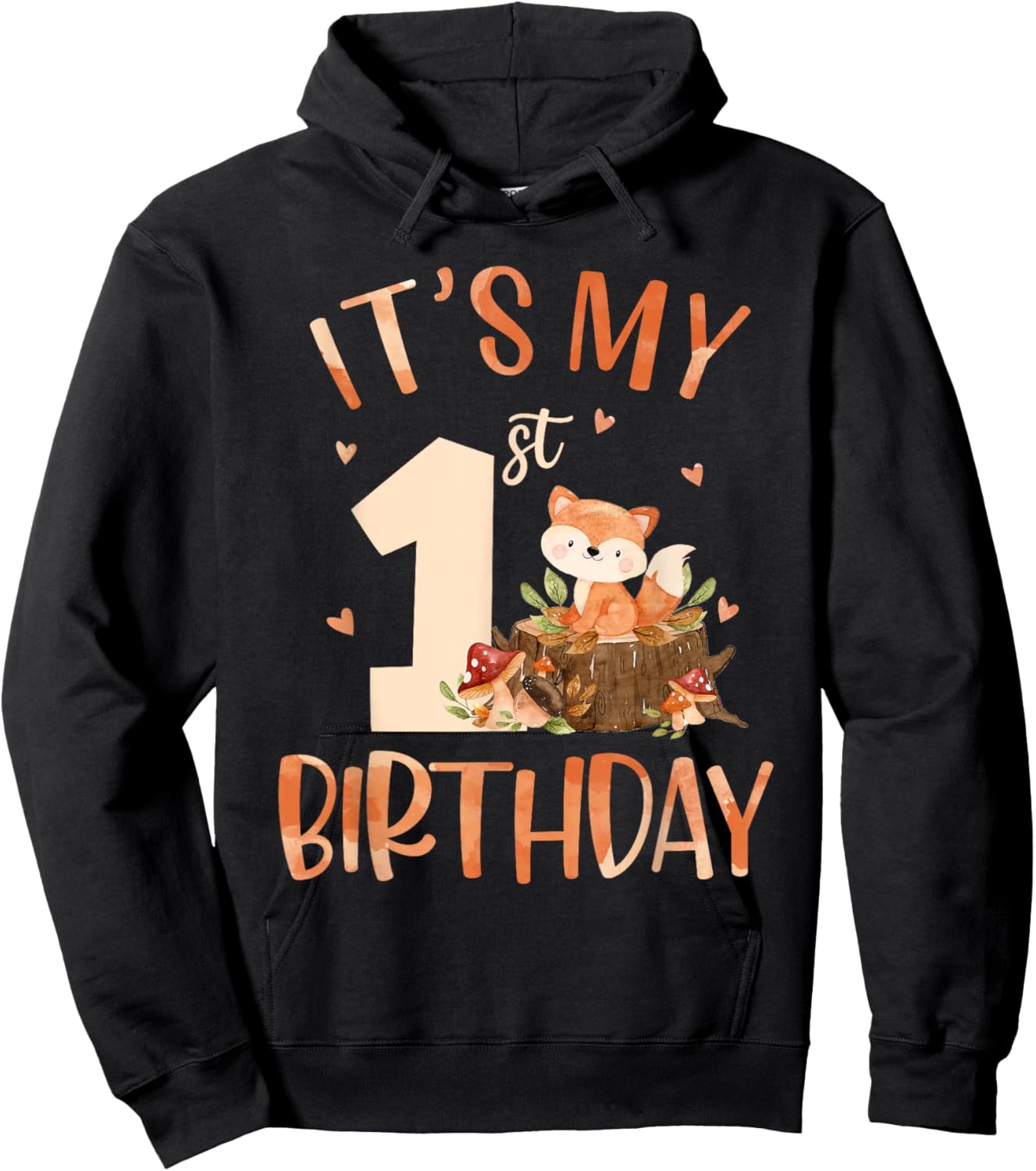 Its My 1st Birthday Cute Fox 1 Year Old Birthday Decorations Hoodie - Hoodie | Black