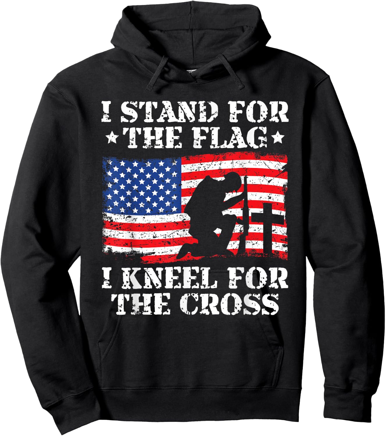 I Stand For The Flag I Kneel For The Cross Veterans Day Hoodie - Hoodie | Black