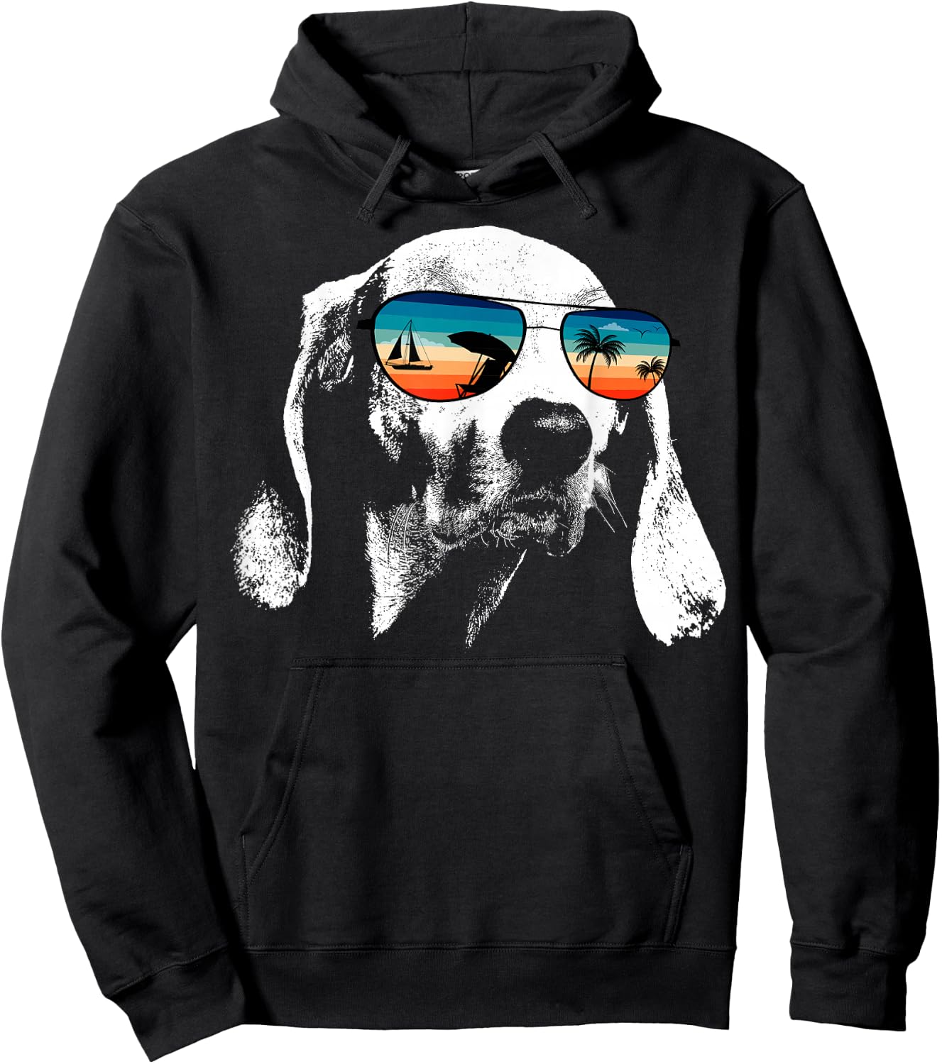 AMERICAN FOXHOUND Shirts With Glasses Sunglasses Retro Style Hoodie - Hoodie | Black