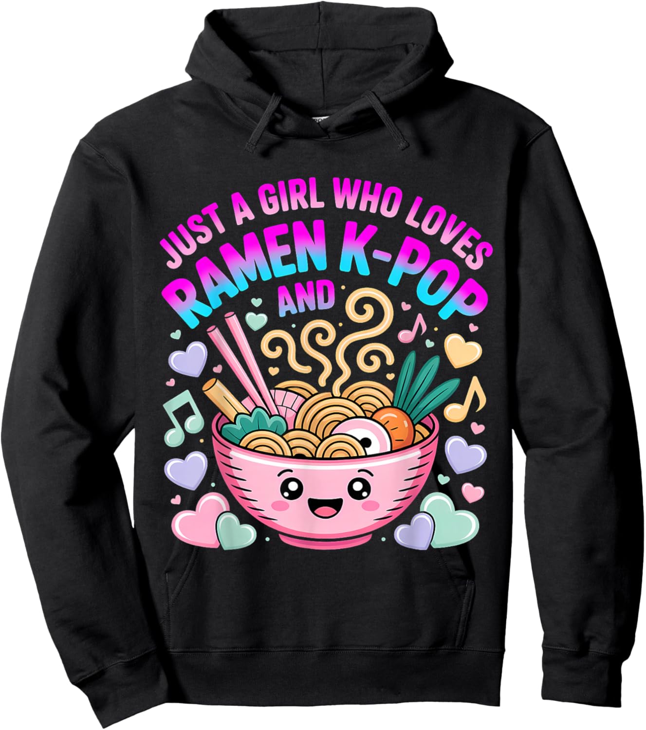 Just A Girl Who Loves Ramen and K-Pop Girl Kpop K Pop Hoodie - Hoodie | Black