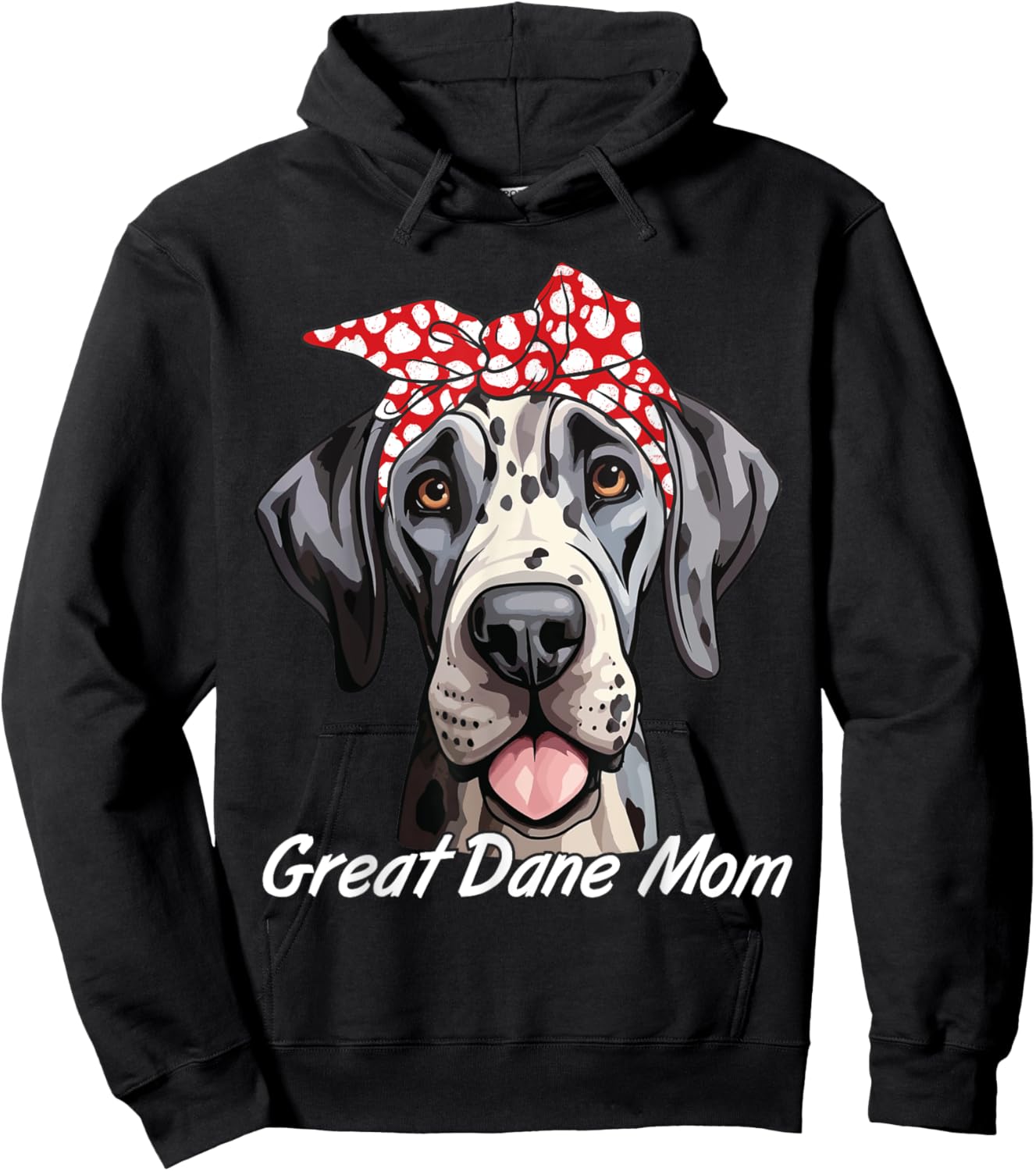 Great Dane Dog Mama Messy Bun Hair Glasses Great Dane Mom Women Hoodie - Hoodie | Black