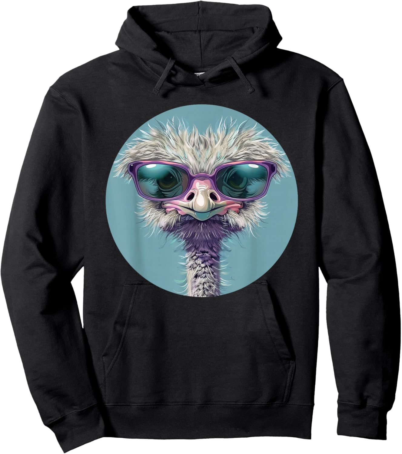Funny bespectacled Ostrich with Sunglasses Costume Hoodie - Hoodie | Black