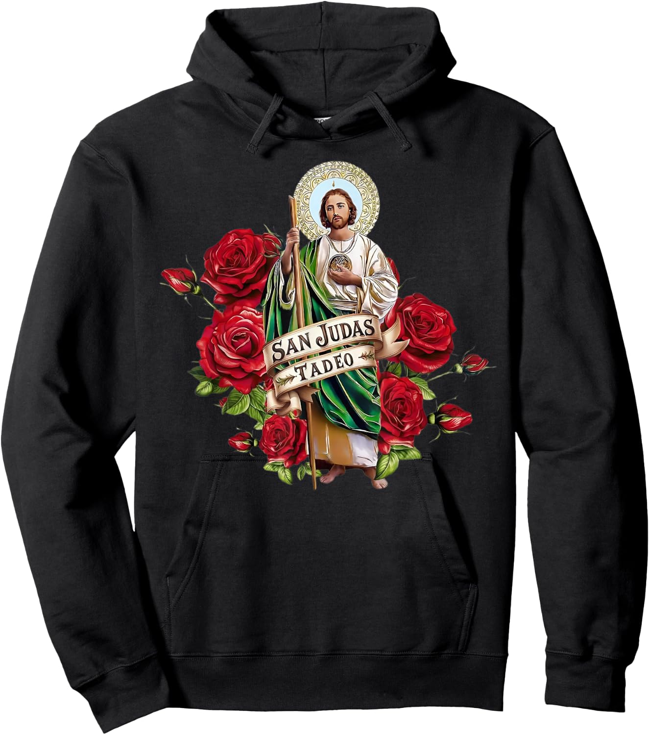San Judas Tadeo Rose Hoodie - Hoodie | Black