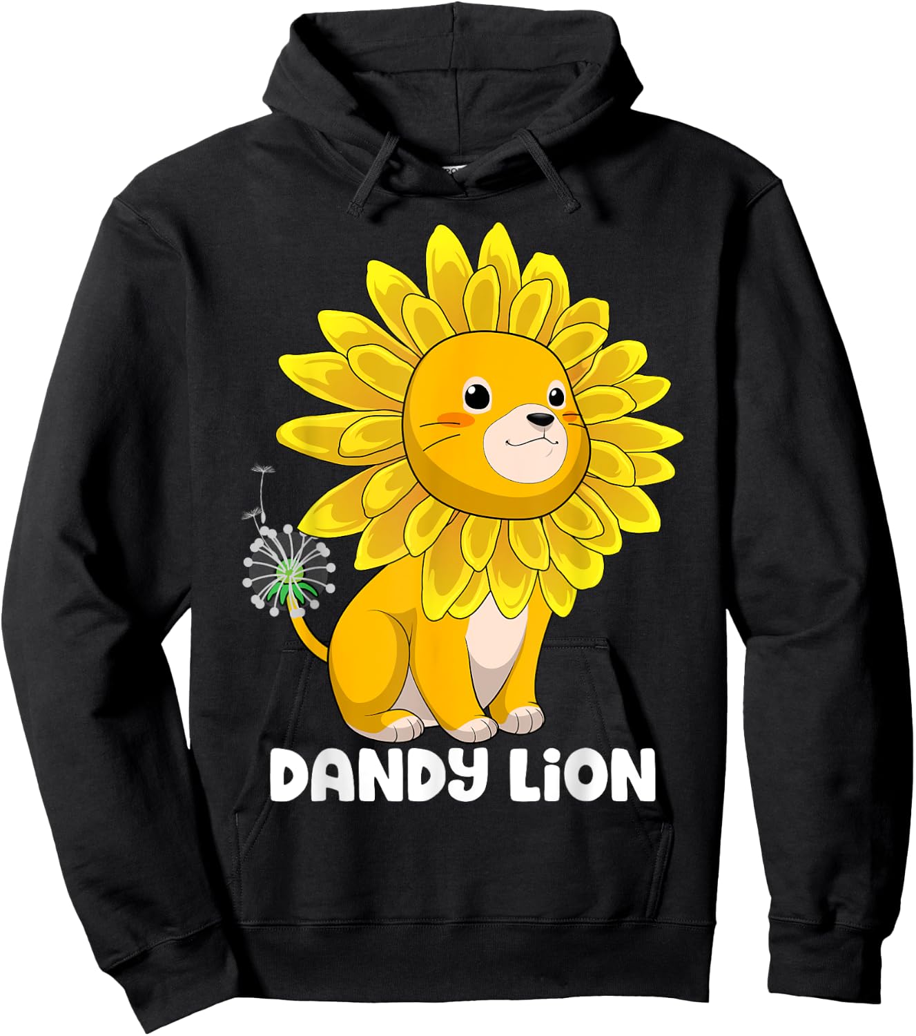 Dandy Lion Dandelion Lion Funny Flower Animal Pun Hoodie - Hoodie | Black