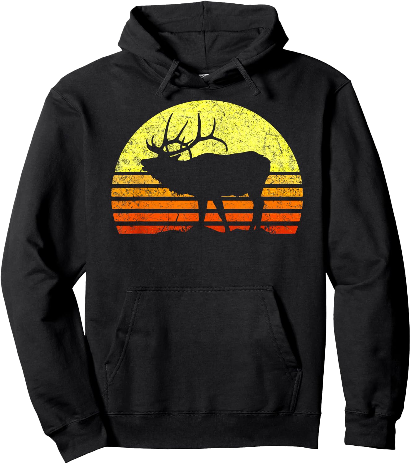 American Elk Hunter Dad Vintage Retro Sun Bow Hunting Gift Hoodie - Hoodie | Black