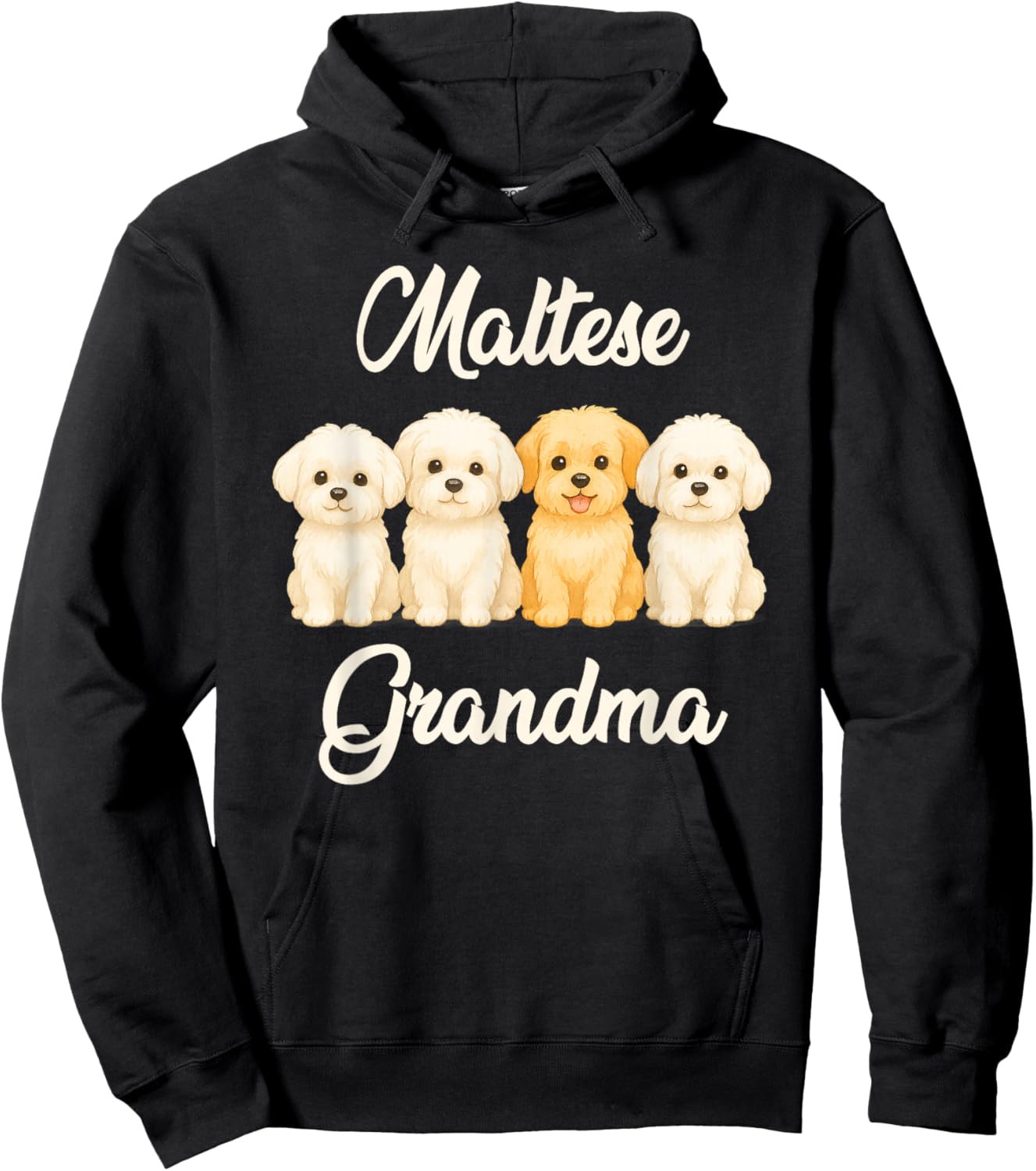 Maltese Grandma Cute Dog Lover Gift Funny Women Puppy Owner Hoodie - Hoodie | Black