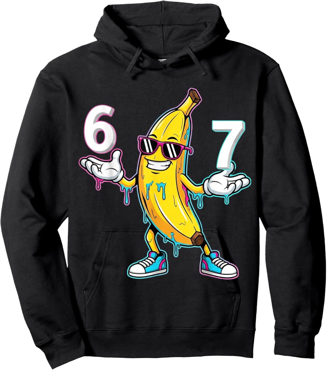 Funny Cartoon Banana 67 Graphic Design Kids Youth Boys Girls Hoodie - Hoodie | Black